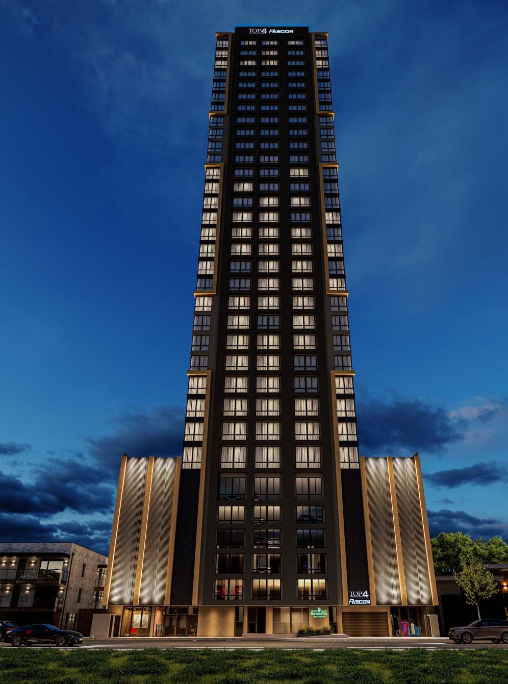 Kansas City Residence — Torre em vista noturna, Fascon, Balneário Perequê, Porto Belo SC
