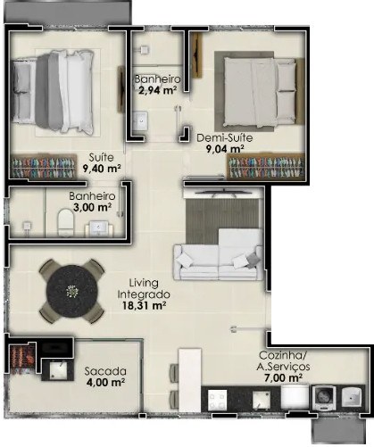La Belle Residence — Planta de 2 suítes, Kalani Empreendimentos, Porto Belo SC La Belle Residence — Planta de 2 suítes, Kalani Empreendimentos, Porto Belo SC