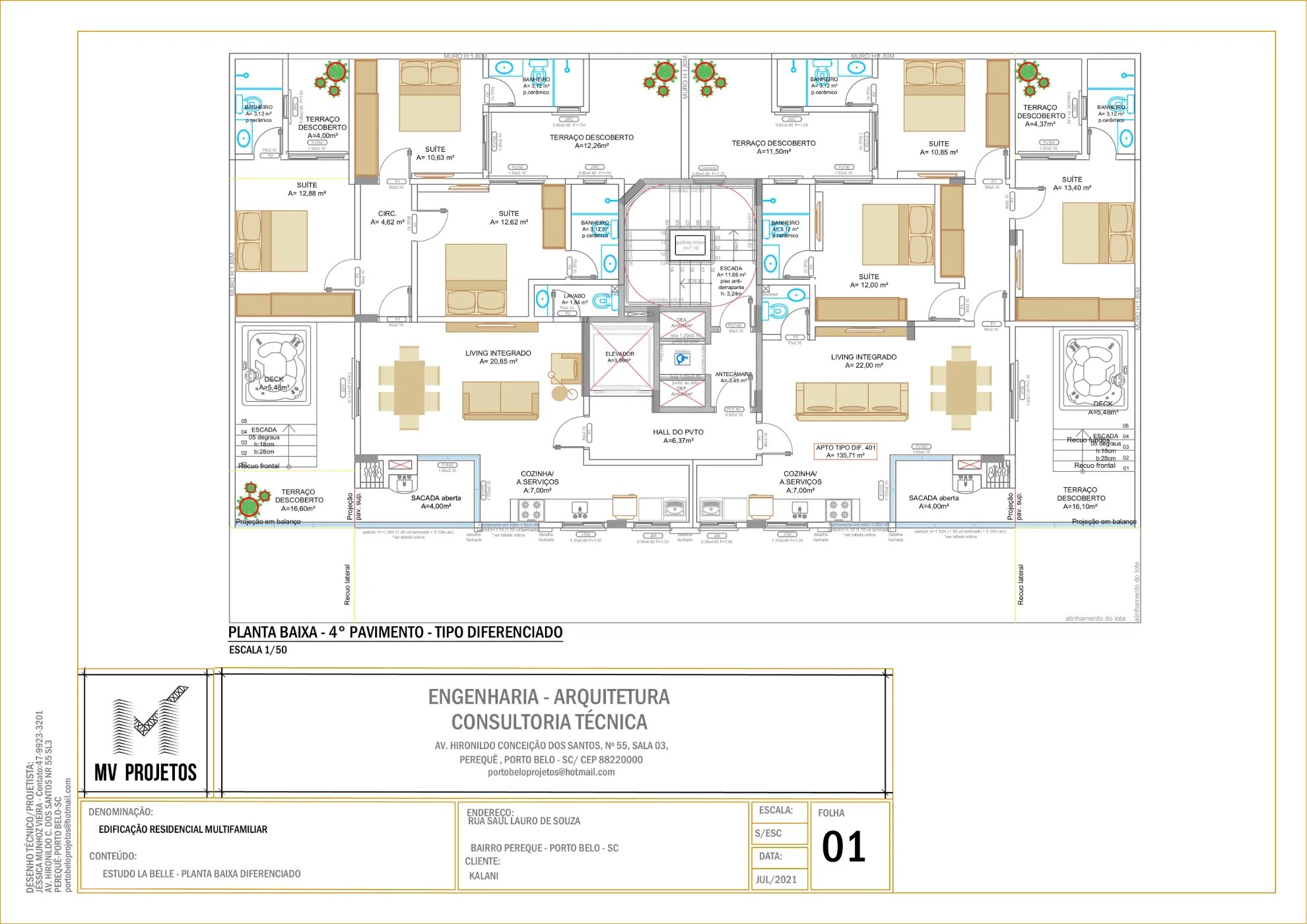 La Belle Residence — Planta baixa do pavimento tipo, Kalani Empreendimentos, Porto Belo SC La Belle Residence — Planta baixa do pavimento tipo, Kalani Empreendimentos, Porto Belo SC