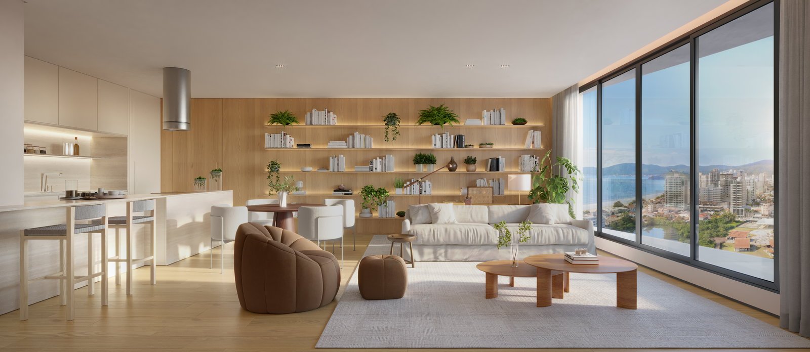 Lagom Pereque — living apto, GT Home & ABC, Balneário Perequê, Porto Belo SC