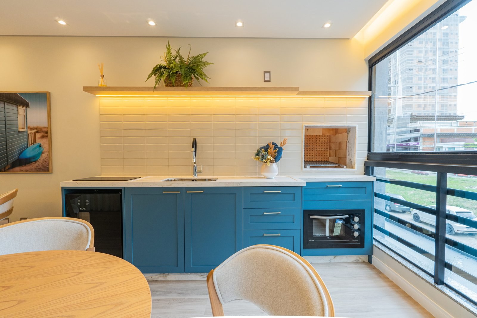 Leblon Residence — Cozinha do espaço gourmet (foto real), Construtora Pro House, Porto Belo SC