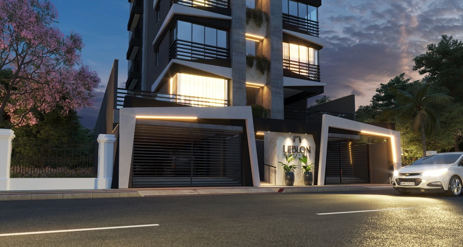 Leblon Residence — Fachada noturna, Construtora Pro House, Porto Belo SC