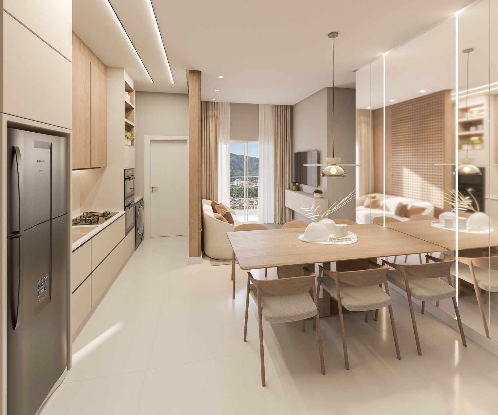 Lyon Home Club - Torre 2 — living e cozinha, Pasqualotto, Porto Belo SC Lyon Home Club - Torre 2 — living e cozinha, Pasqualotto, Porto Belo SC