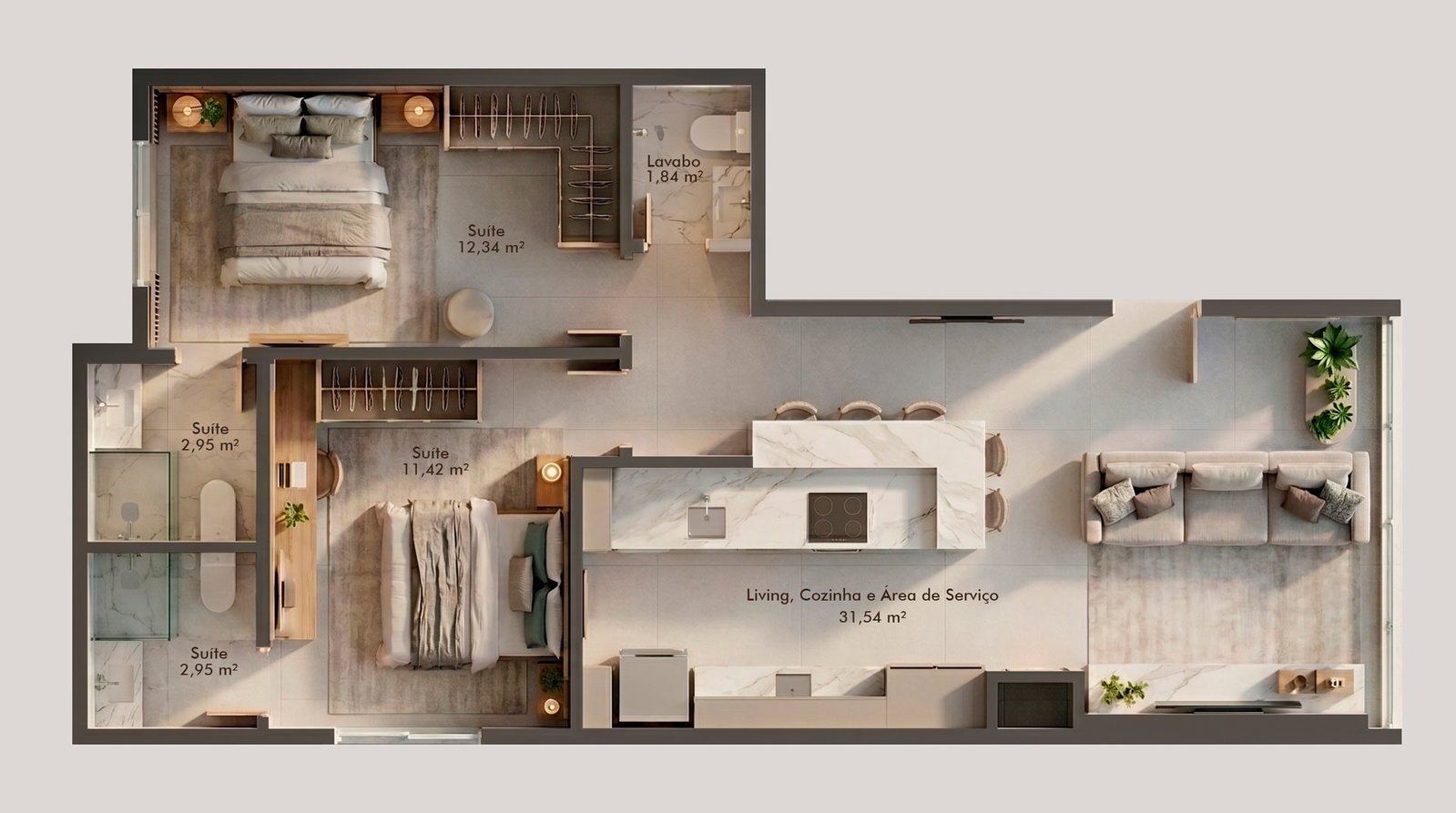 Mahalo Residence — planta baixa tipo com medidas, Facitá Empreendimentos, Balneário Perequê, Porto Belo SC Mahalo Residence — planta baixa tipo com medidas, Facitá Empreendimentos, Balneário Perequê, Porto Belo SC