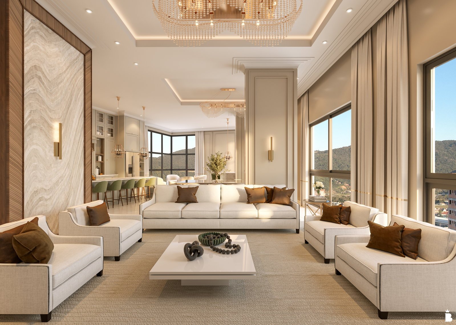 Megáli Agápi Residence — living e cozinha penthouse rf, Santana Construtora, Balneário Perequê, Porto Belo SC Megáli Agápi Residence — living e cozinha penthouse rf, Santana Construtora, Balneário Perequê, Porto Belo SC