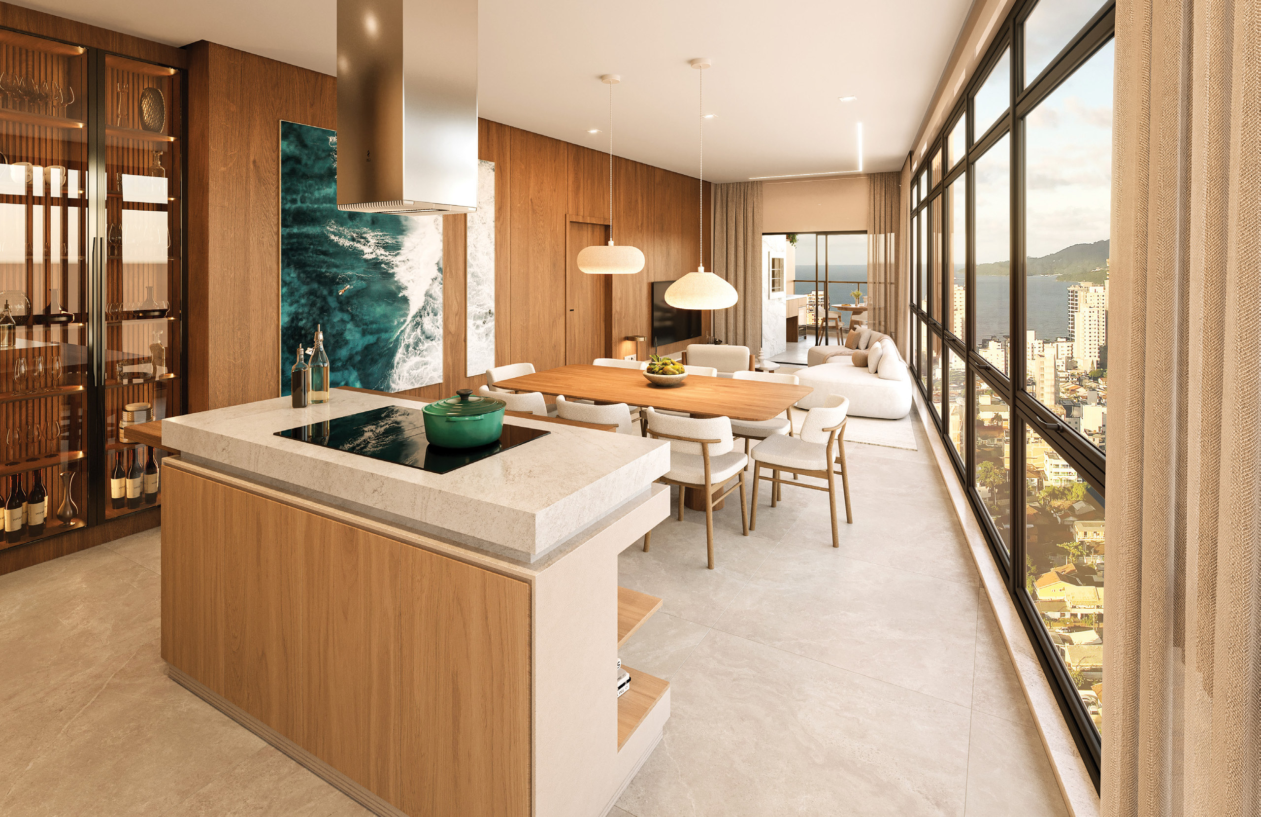 Meraki Future Living — Living integrado do apartamento, Pastório, Balneário Perequê, Porto Belo SC Meraki Future Living — Living integrado do apartamento, Pastório, Balneário Perequê, Porto Belo SC