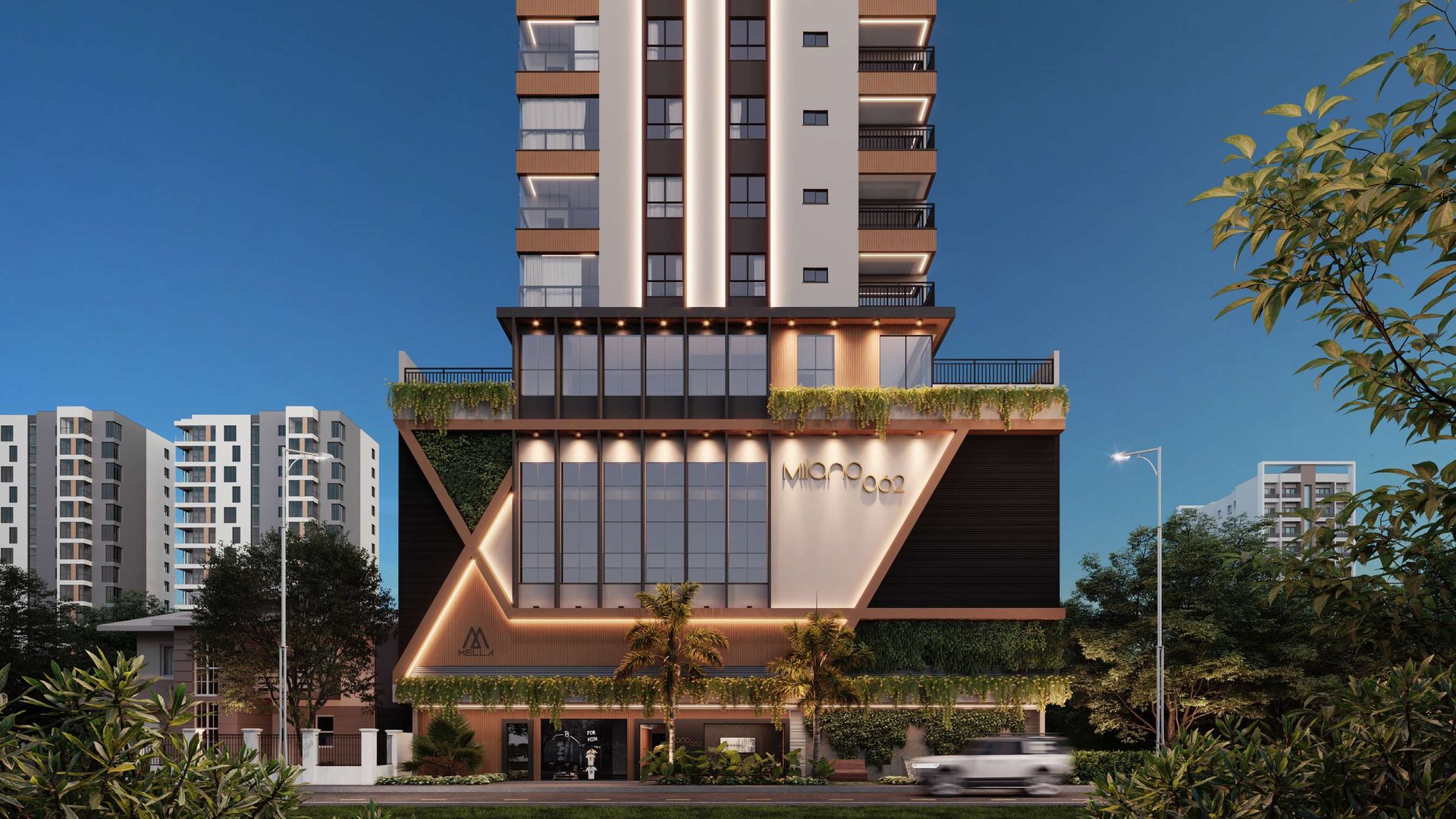 Milano 062 — Fachada frontal, Mella Construtora, Balneário Perequê, Porto Belo SC