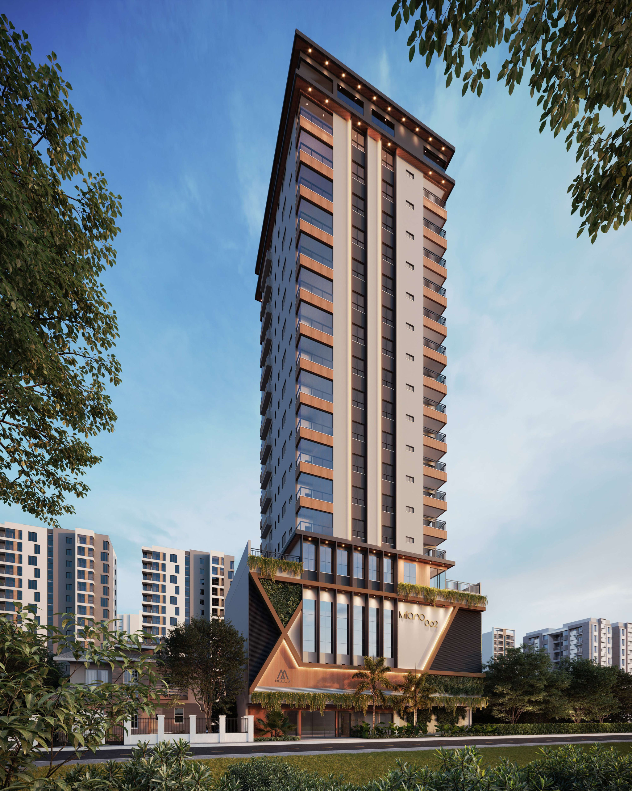 Milano 062 — Fachada principal, Mella Construtora, Balneário Perequê, Porto Belo SC