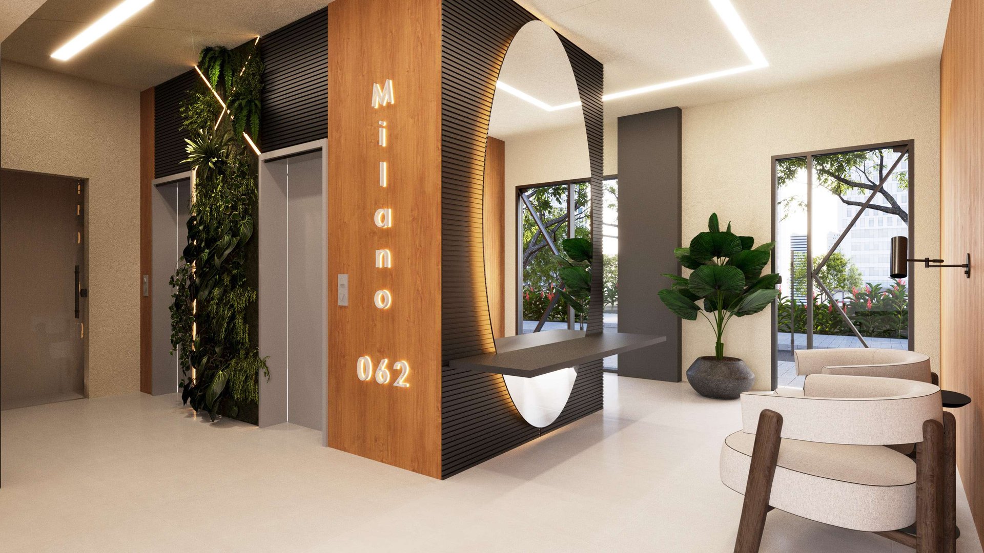 Milano 062 — Hall de entrada, Mella Construtora, Balneário Perequê, Porto Belo SC
