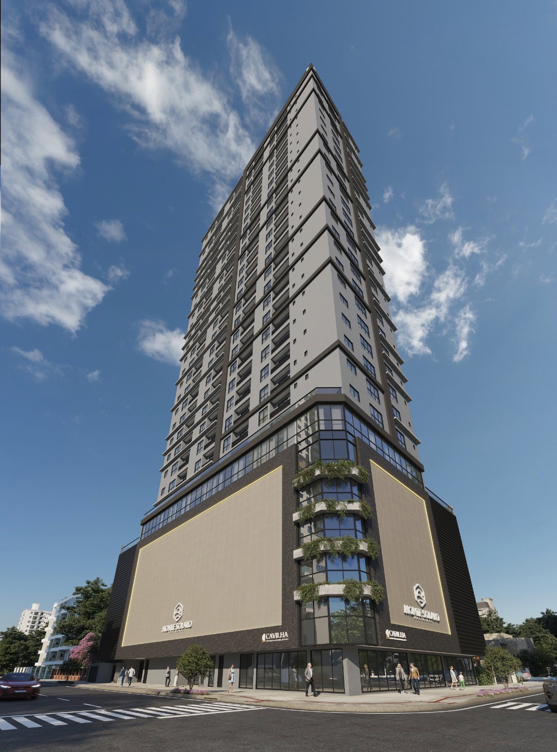 Monte Solaro Residence — vista diurna da torre única em Jardim Dourado