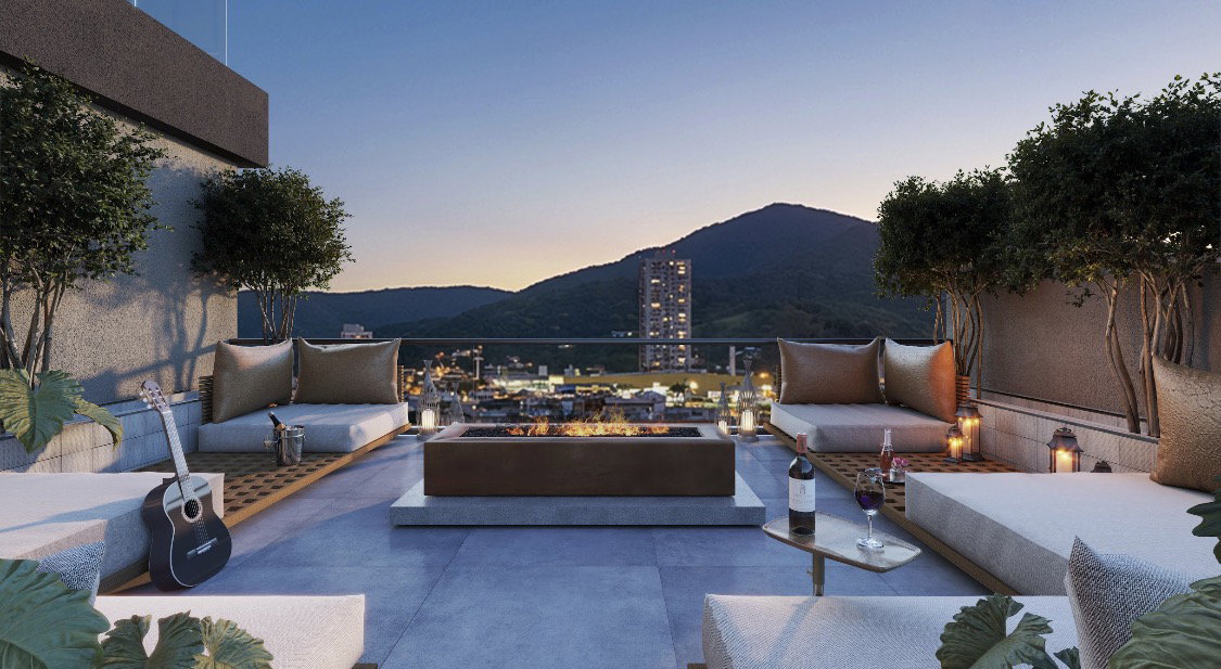 Monte Solaro Residence — praça do fogo com vista para os morros