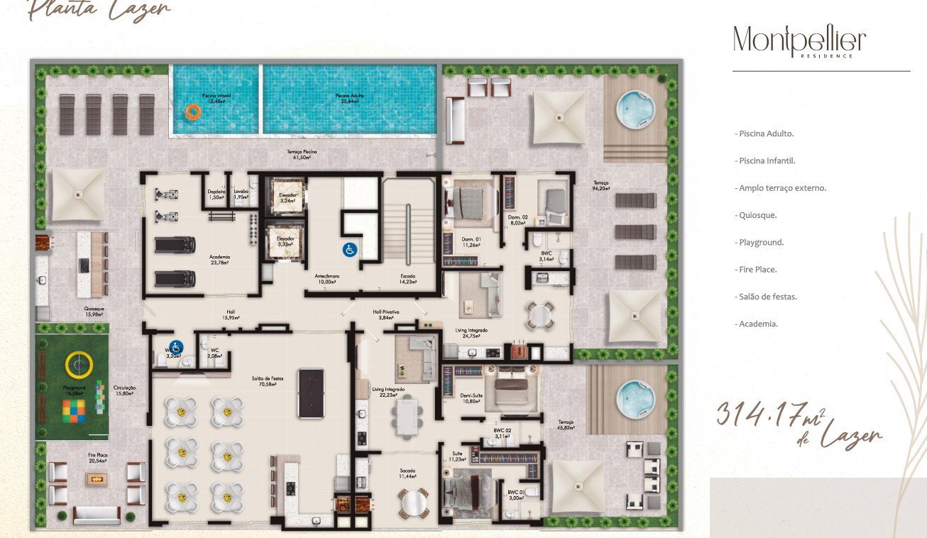 Montpellier Residence — lazer, LG Dellagnelo, Porto Belo SC