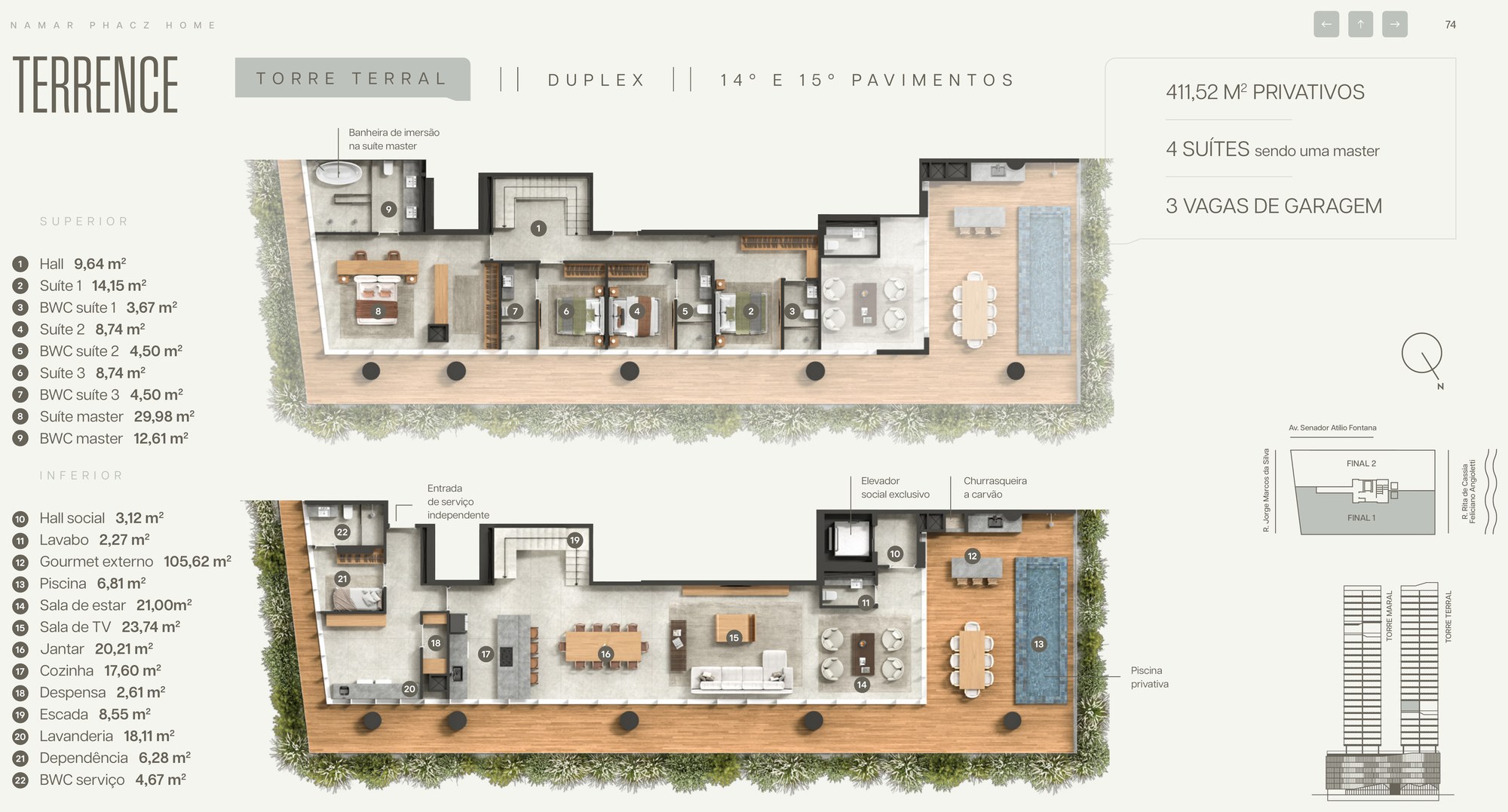Namar — planta e tipologias 9, Phacz Empreendimentos, Balneário Perequê, Porto Belo SC Namar — planta e tipologias 9, Phacz Empreendimentos, Balneário Perequê, Porto Belo SC
