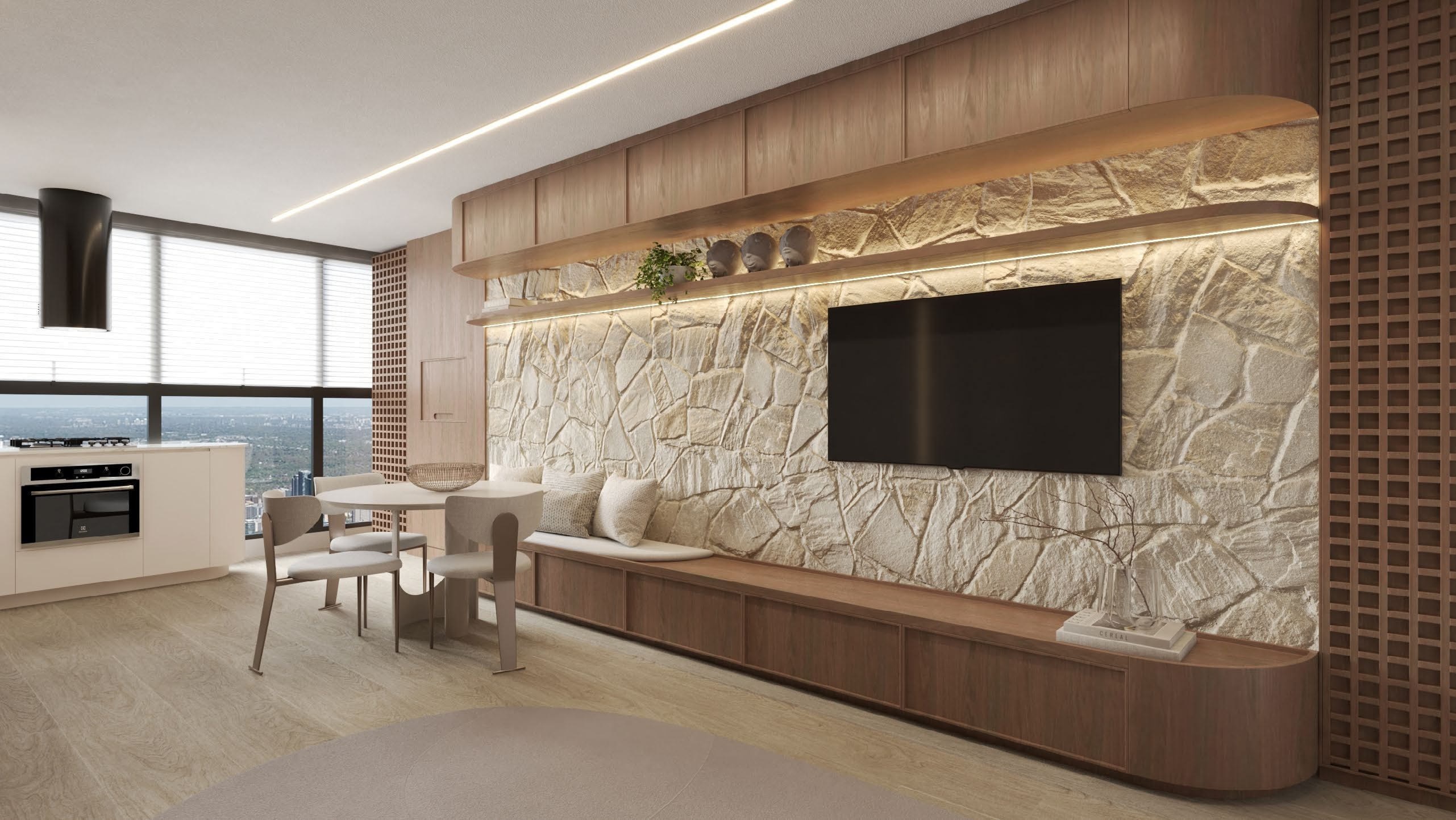 Nexus — living decorado do apartamento