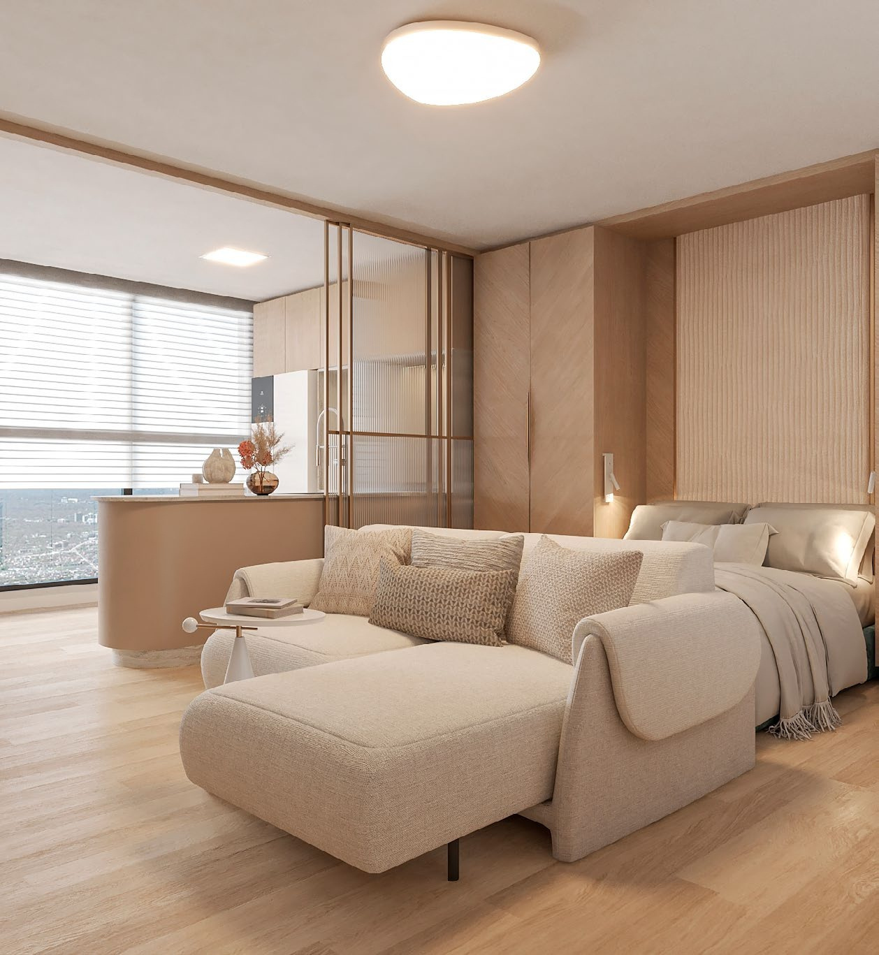 Nexus — sala e living do apartamento