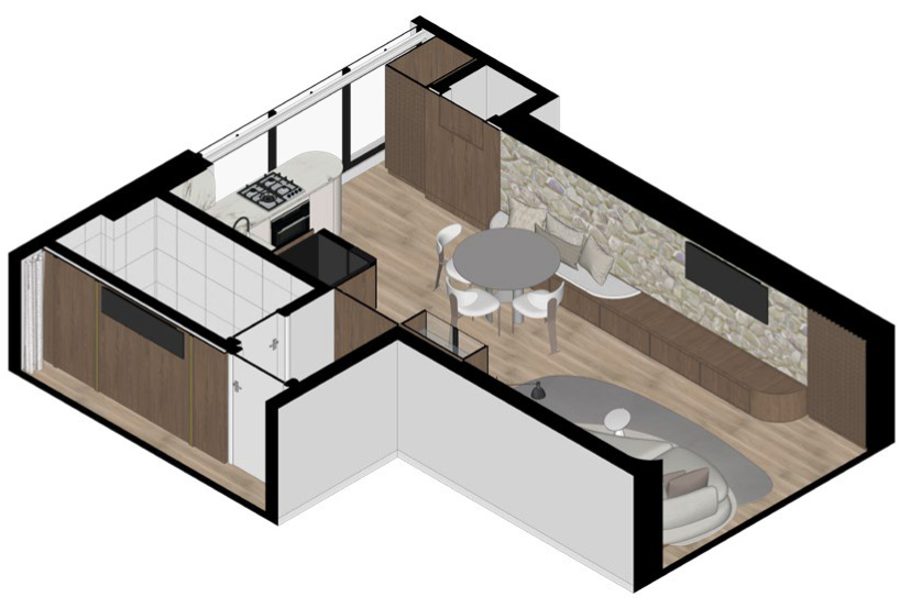 Nexus — planta isométrica do apartamento de 50 m²