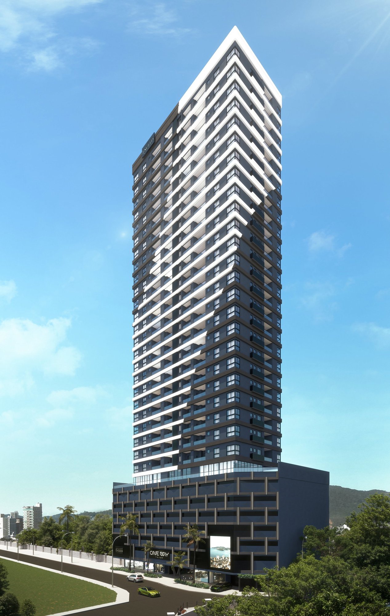 One Bay Tower — fachada e renders 1, Engeed Incorporadora, Balneário Perequê, Porto Belo SC One Bay Tower — fachada e renders 1, Engeed Incorporadora, Balneário Perequê, Porto Belo SC