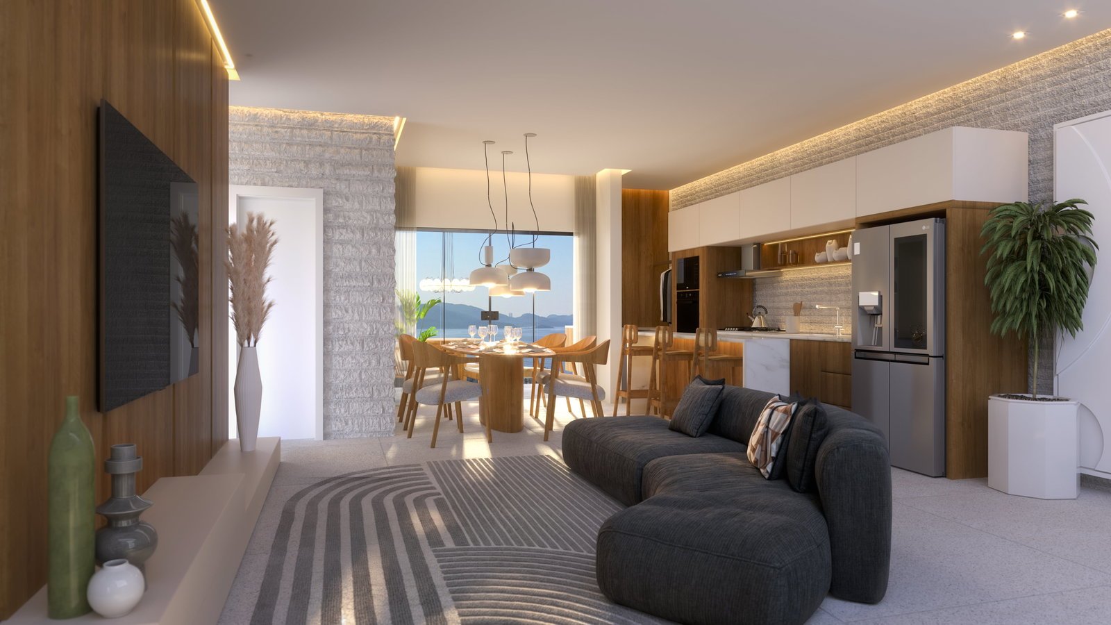 One Bay Tower — living tipo e, Engeed Incorporadora, Balneário Perequê, Porto Belo SC One Bay Tower — living tipo e, Engeed Incorporadora, Balneário Perequê, Porto Belo SC