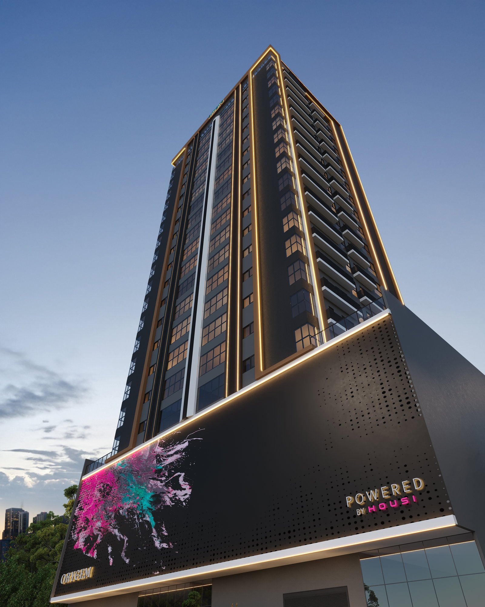 Orygem — residencial multifamiliar externa fachada rfinal 3, Amare Empreendimentos, Balneário Perequê, Porto Belo SC Orygem — residencial multifamiliar externa fachada rfinal 3, Amare Empreendimentos, Balneário Perequê, Porto Belo SC