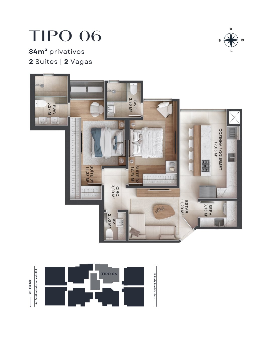 Park Lane — tipo 3, Artcon Empreendimentos, Balneário Perequê, Porto Belo SC
