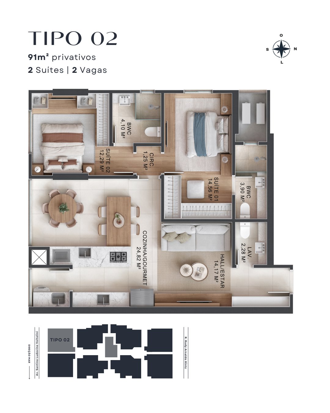 Park Lane — tipo 7, Artcon Empreendimentos, Balneário Perequê, Porto Belo SC