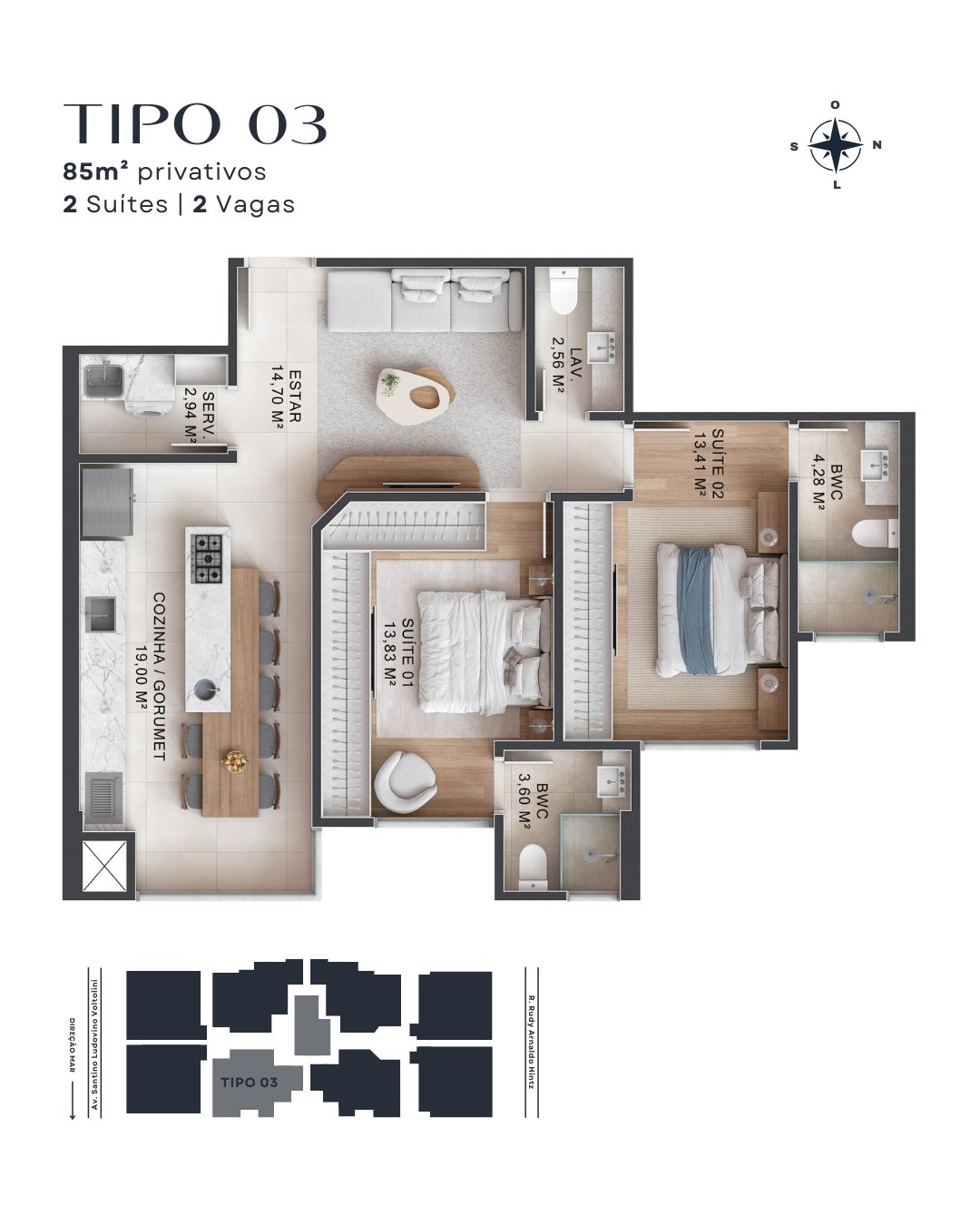Park Lane — tipo 8, Artcon Empreendimentos, Balneário Perequê, Porto Belo SC