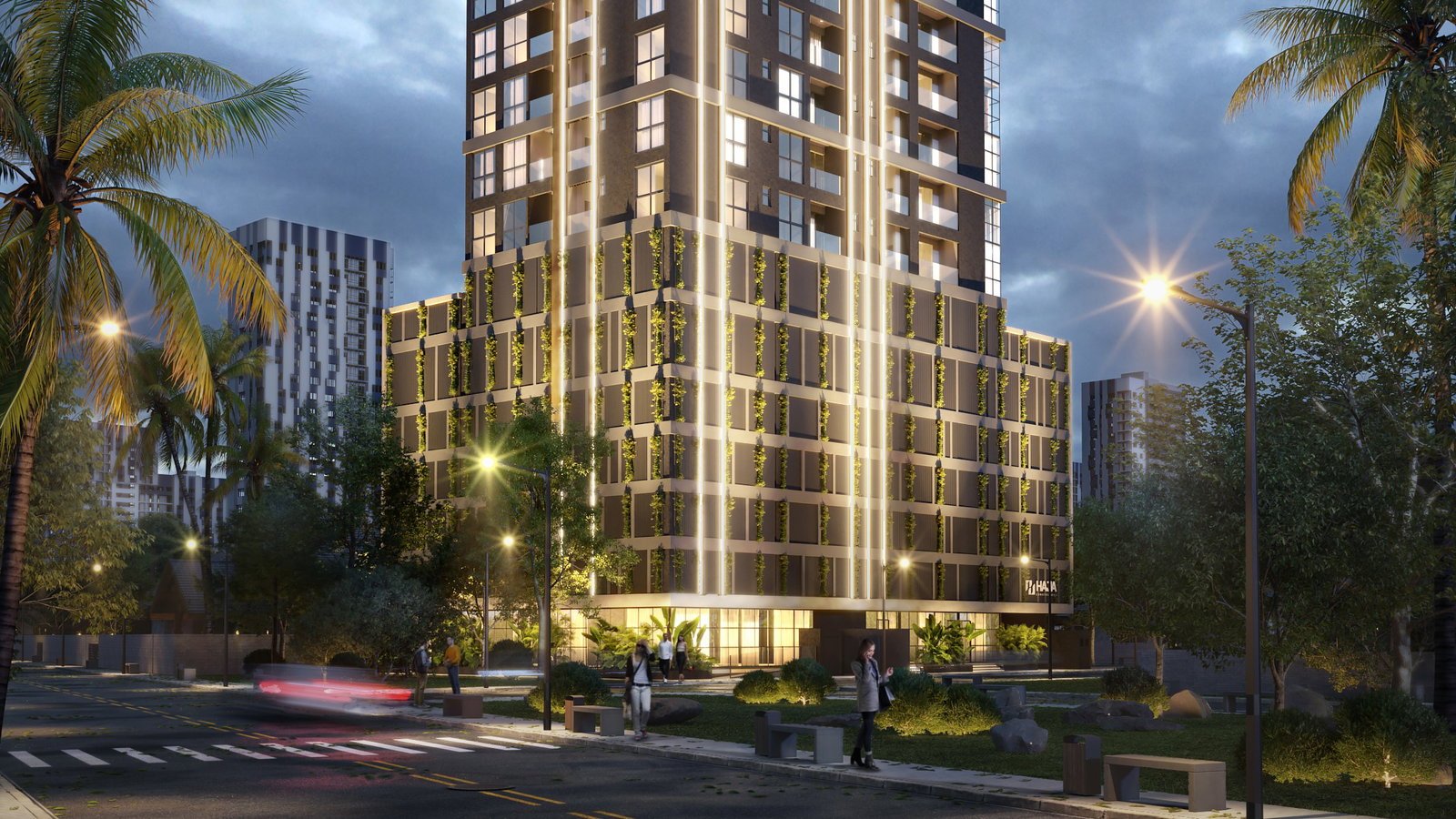 Park View Residencial — fachada noturna 2, Haja, Balneário Perequê, Porto Belo SC