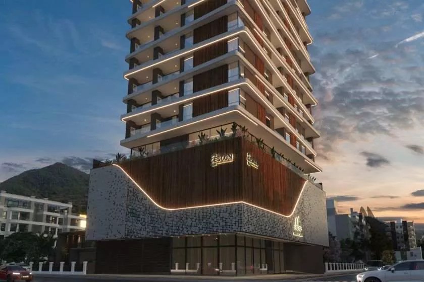 Platja D'en Bossa — Fachada noturna, Cescon Construtora e Incorporadora, Balneário Perequê, Porto Belo SC