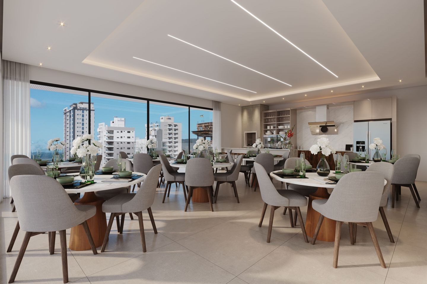 Platja D'en Bossa — Salão de festas, Cescon Construtora e Incorporadora, Balneário Perequê, Porto Belo SC