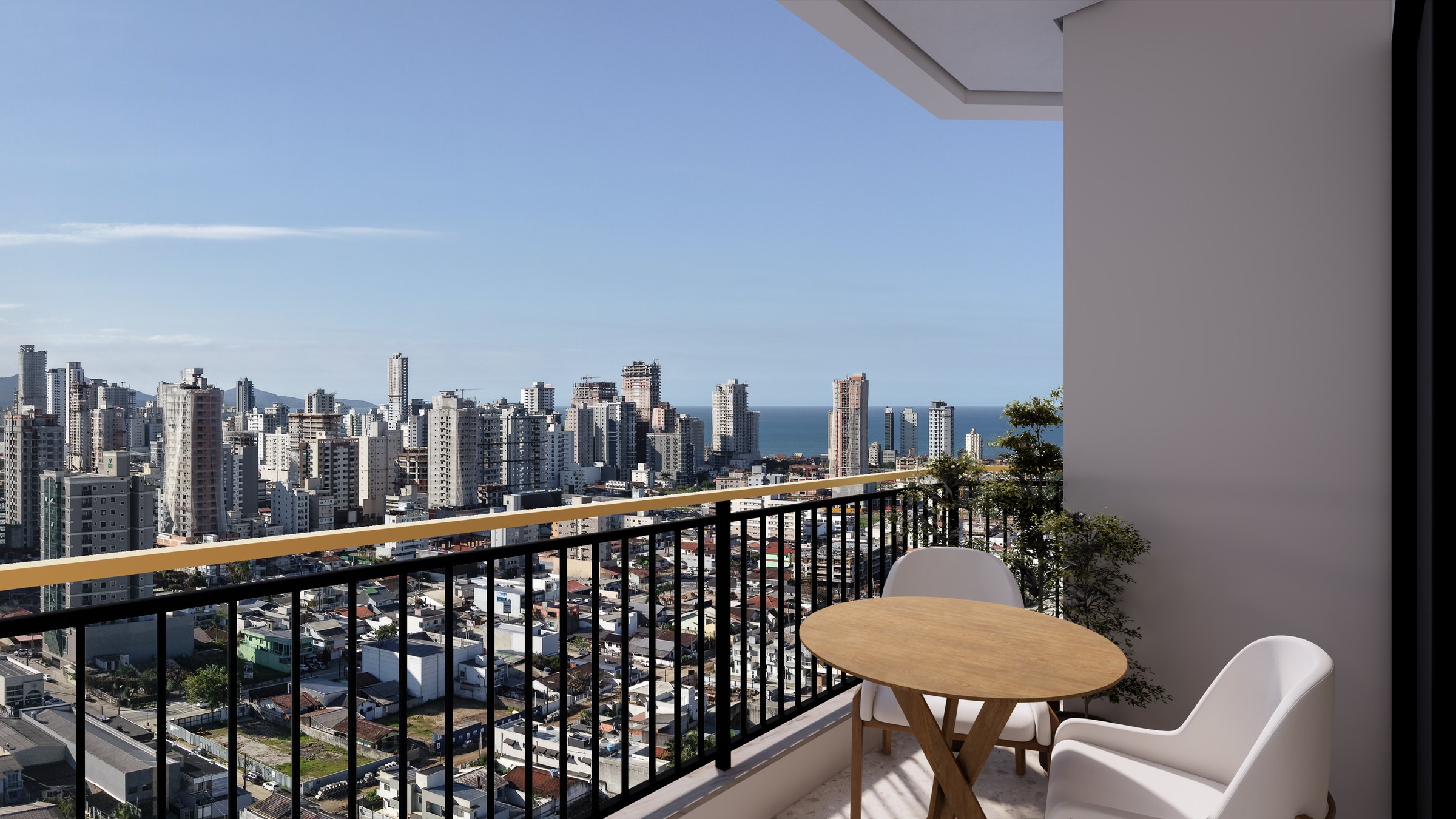 Porto Amalfi Residence — sacada do apartamento com vista, AR Incorporadora, Balneário Perequê, Porto Belo SC