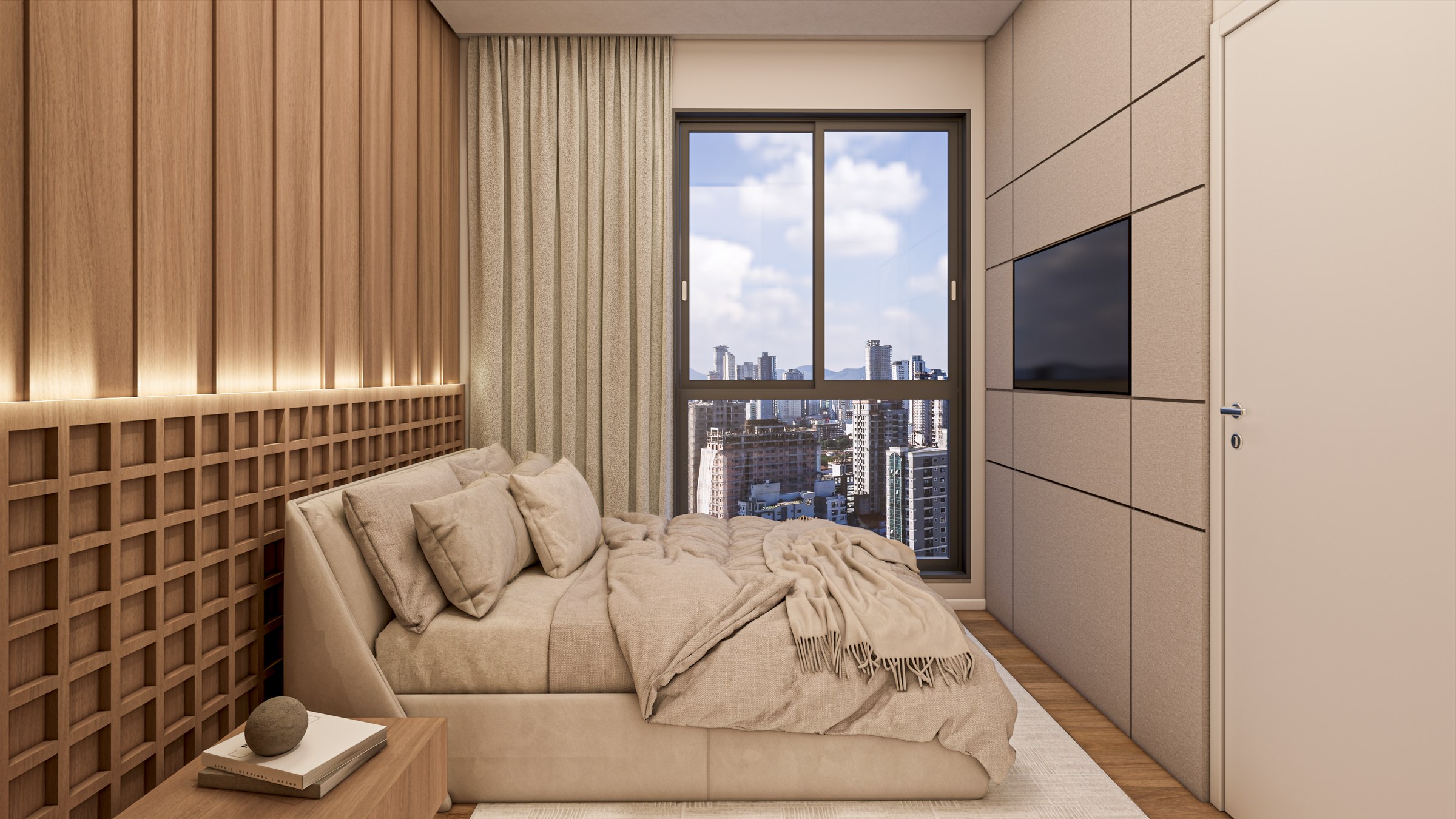Porto Amalfi Residence — suíte do apartamento de 79,92 m², AR Incorporadora, Balneário Perequê, Porto Belo SC
