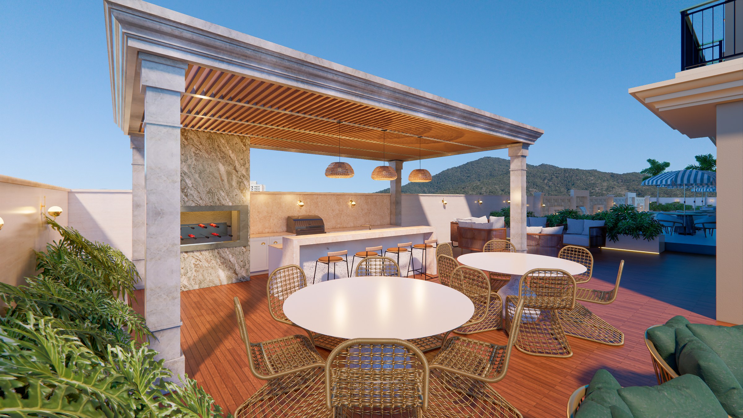 Porto Amalfi Residence — área gourmet externa do Home Club, AR Incorporadora, Balneário Perequê, Porto Belo SC