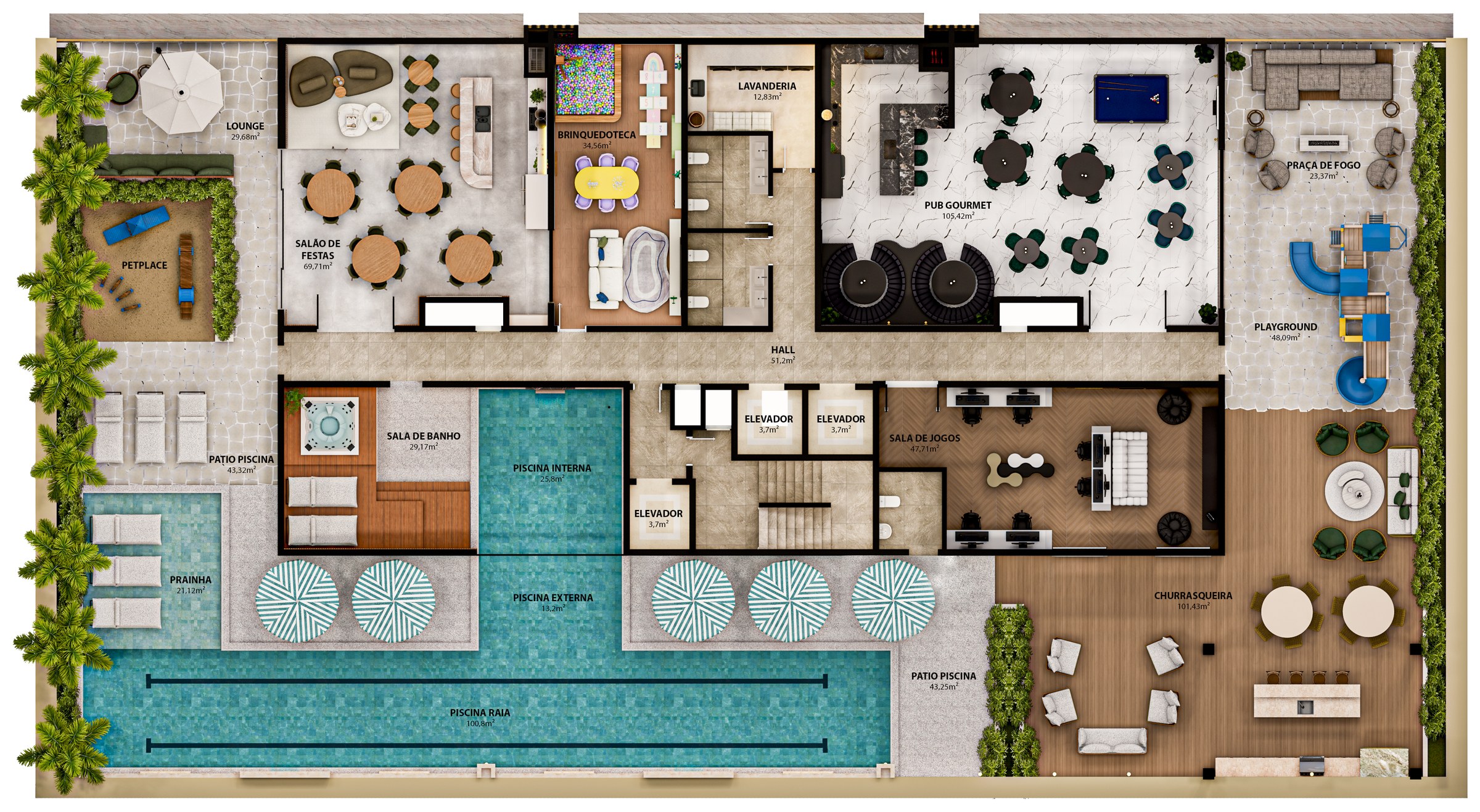 Porto Amalfi Residence — planta humanizada do Home Club no 7º pavimento, AR Incorporadora, Balneário Perequê, Porto Belo SC