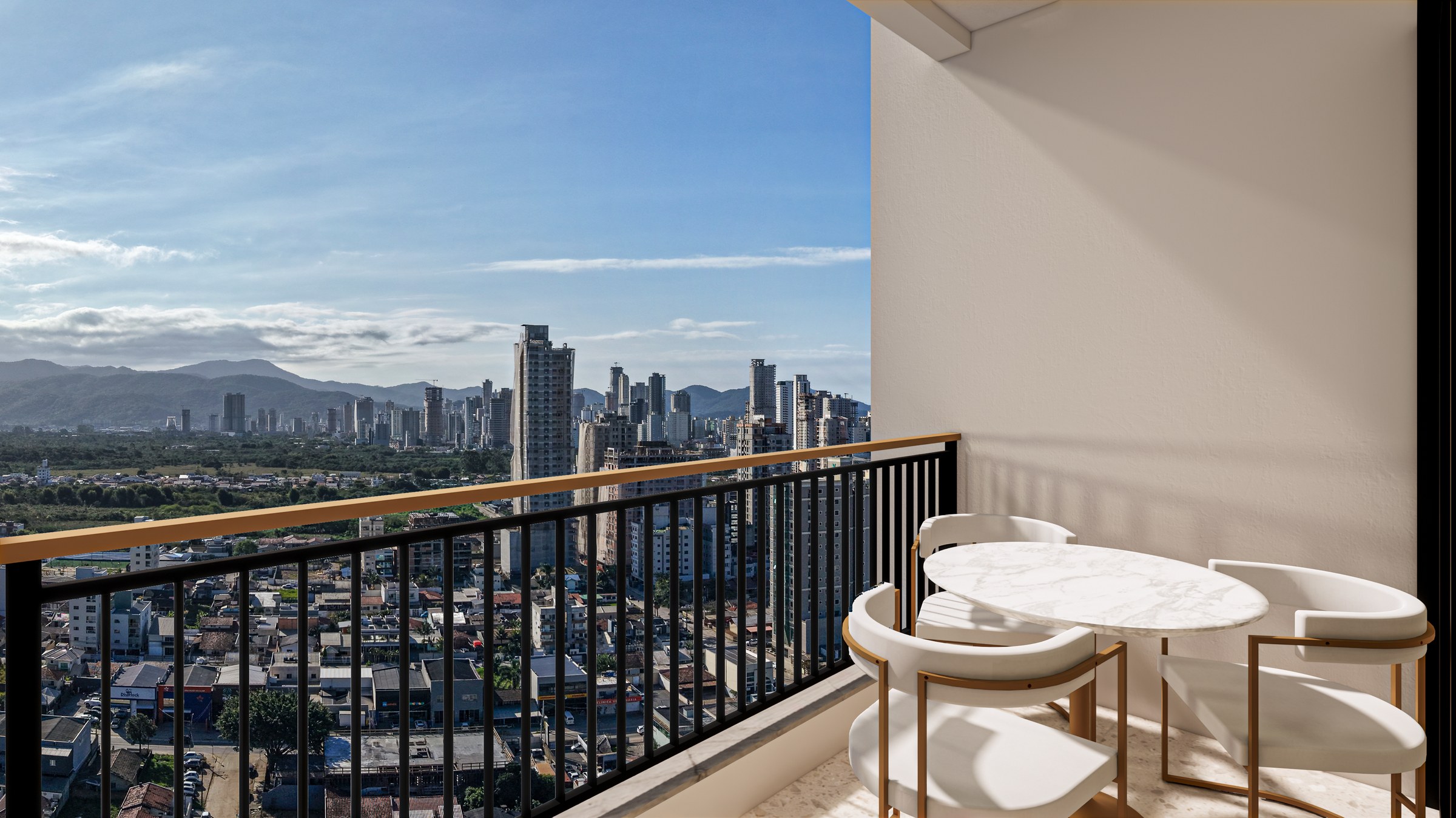 Porto Amalfi Residence — sacada do studio, AR Incorporadora, Balneário Perequê, Porto Belo SC