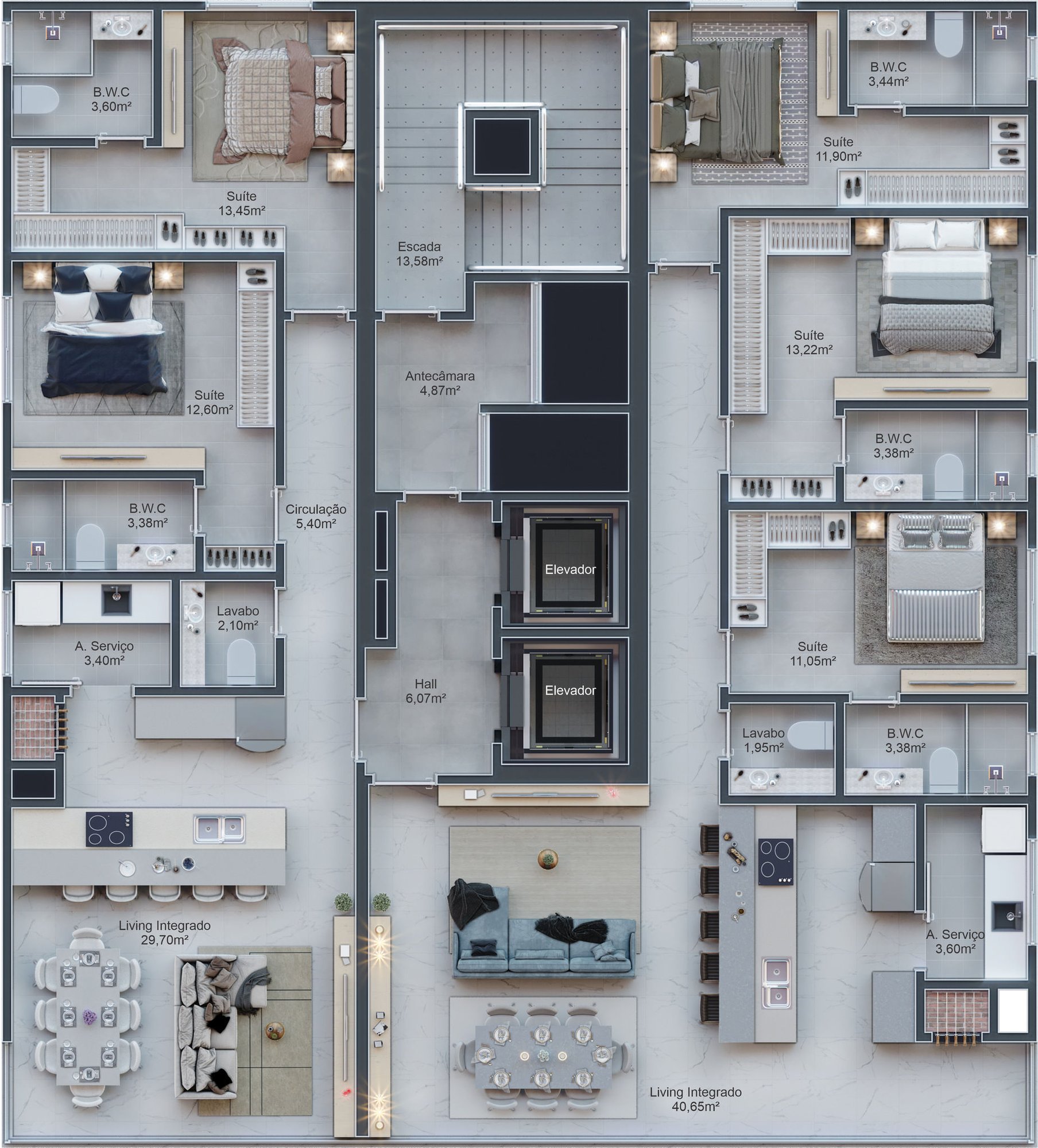 Prima Torre — planta e tipologias 1, Top 4D Empreendimentos, Balneário Perequê, Porto Belo SC