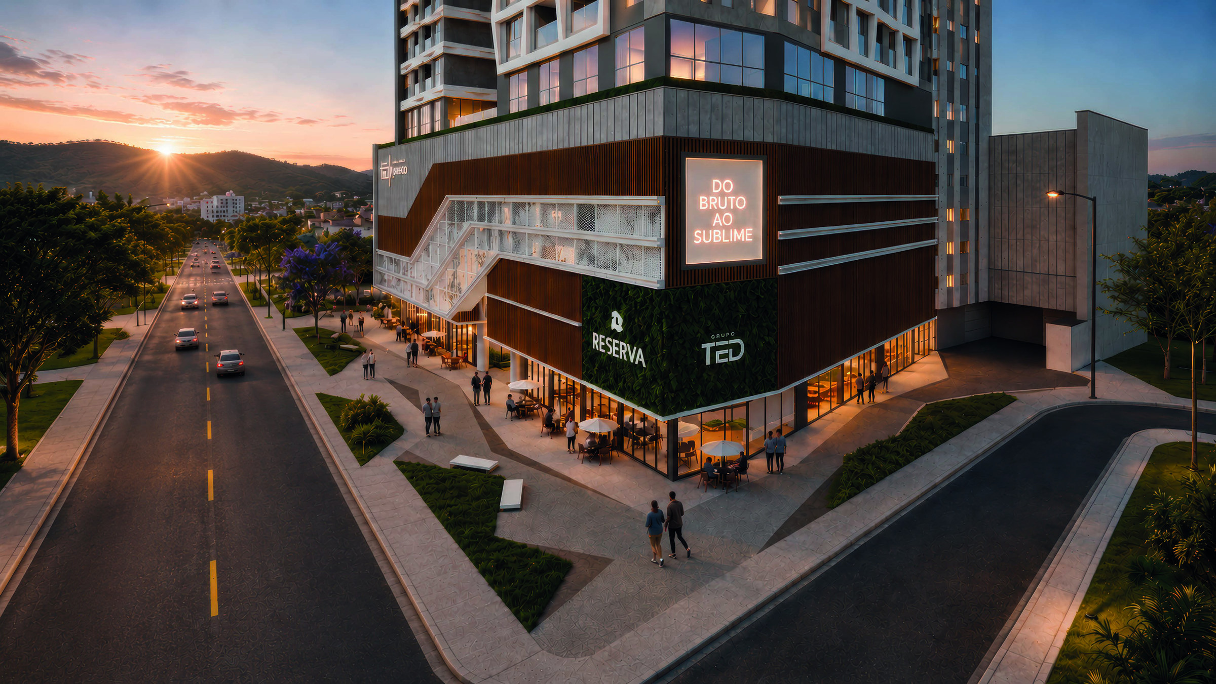 Reserva Tedesco & Mensch — Reserva Boulevard na Av. Gov. Celso Ramos ao anoitecer, Grupo TED, Jardim Dourado, Porto Belo SC Reserva Tedesco & Mensch — Reserva Boulevard na Av. Gov. Celso Ramos ao anoitecer, Grupo TED, Jardim Dourado, Porto Belo SC
