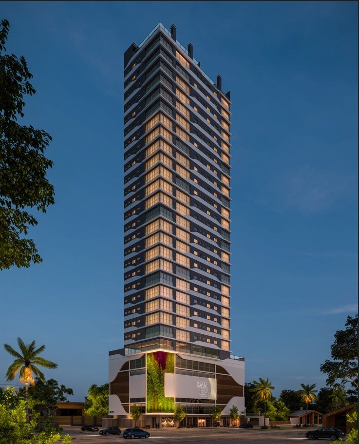 Residencial Baía Rica — fachada noturna, GPC Empreendimentos, Balneário Perequê, Porto Belo SC Residencial Baía Rica — fachada noturna, GPC Empreendimentos, Balneário Perequê, Porto Belo SC