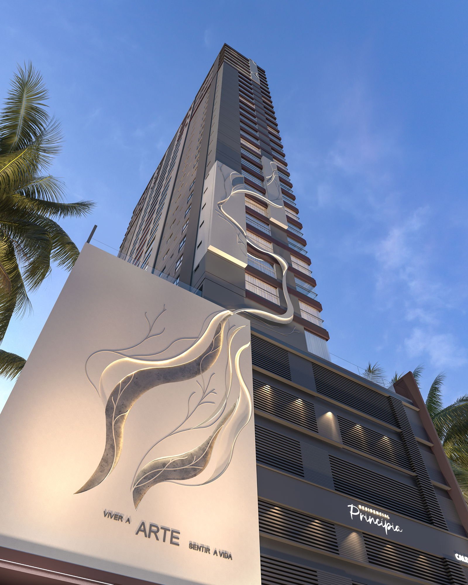 Residencial Princípia — fachada, Caleone Construtora, Jardim Dourado, Porto Belo SC
