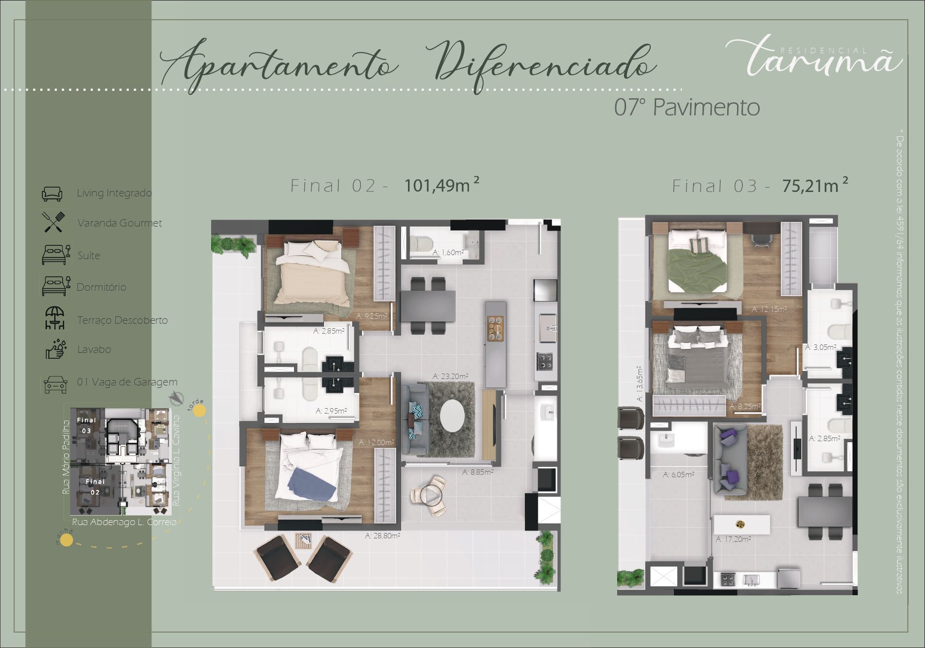 Residencial Tarumã — planta e tipologias 7, AS Ramos Empreendimentos, Balneário Perequê, Porto Belo SC Residencial Tarumã — planta e tipologias 7, AS Ramos Empreendimentos, Balneário Perequê, Porto Belo SC
