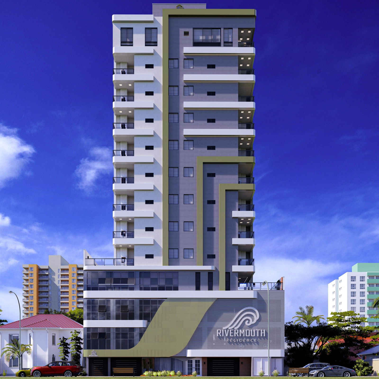 Rivermouth Residence — fachada e renders 1, MARÍTIMA EMPREENDIMENTOS, Balneário Perequê, Porto Belo SC Rivermouth Residence — fachada e renders 1, MARÍTIMA EMPREENDIMENTOS, Balneário Perequê, Porto Belo SC