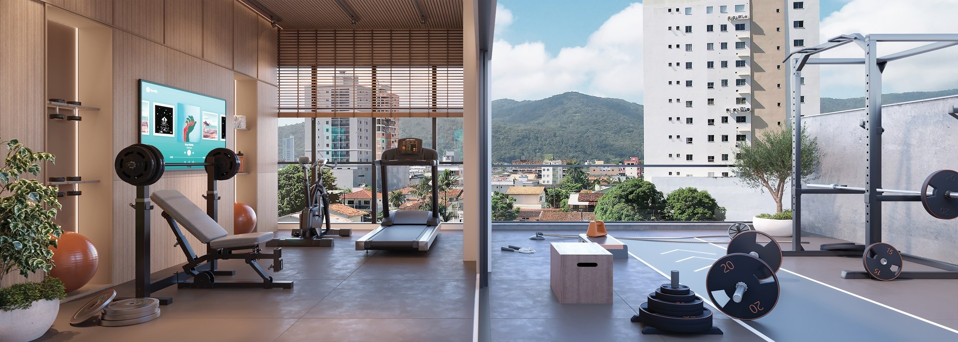 San Lorenzo Residence — Academia com área de crossfit, MJ7, Porto Belo SC San Lorenzo Residence — Academia com área de crossfit, MJ7, Porto Belo SC