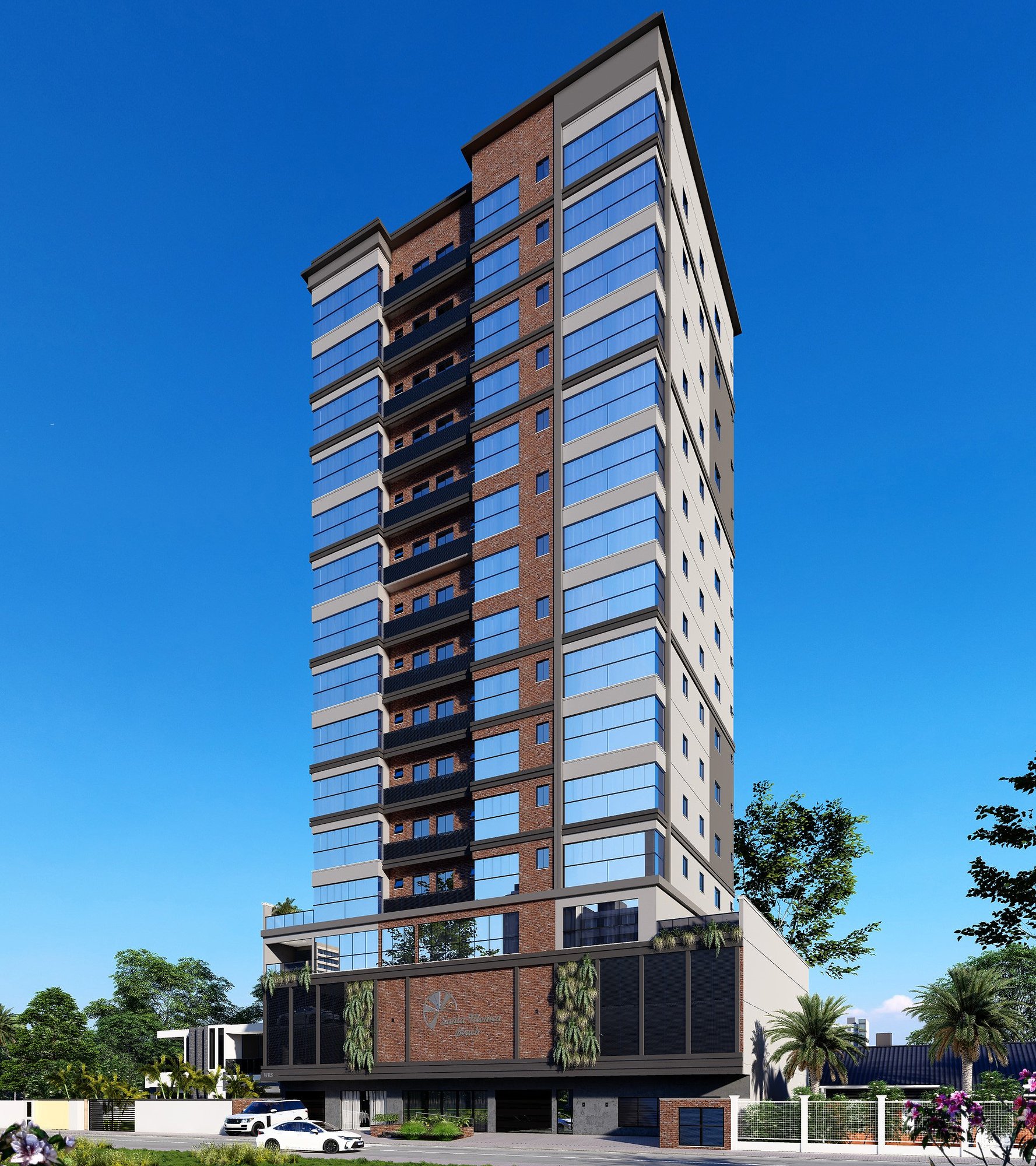 Santa Monica Beach Residence — fachada, WRS Empreendimentos, Balneário Perequê, Porto Belo SC