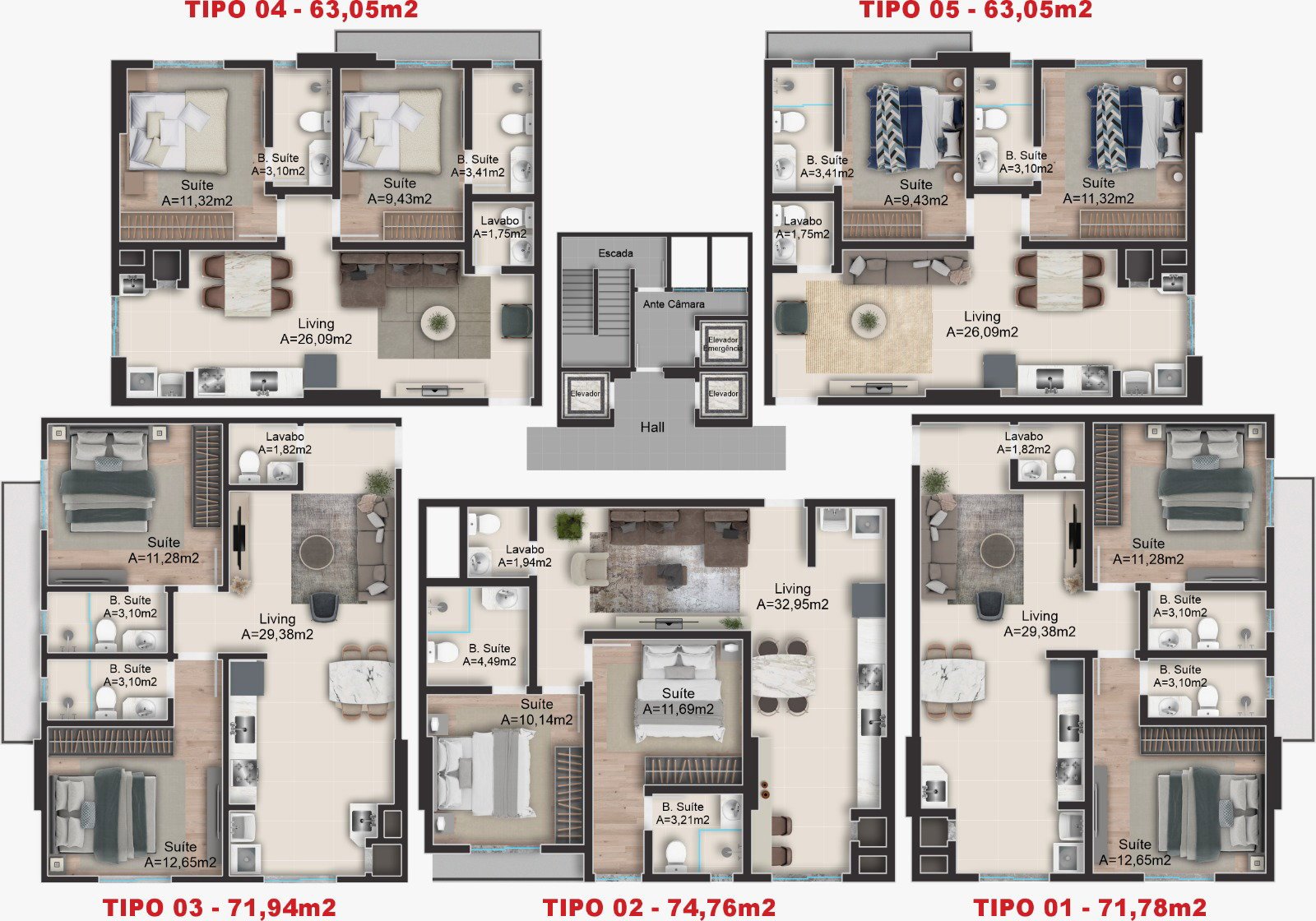 Scala Residenziale — planta e tipologias 2, Casa Forte Engenharia, Jardim Dourado, Porto Belo SC Scala Residenziale — planta e tipologias 2, Casa Forte Engenharia, Jardim Dourado, Porto Belo SC