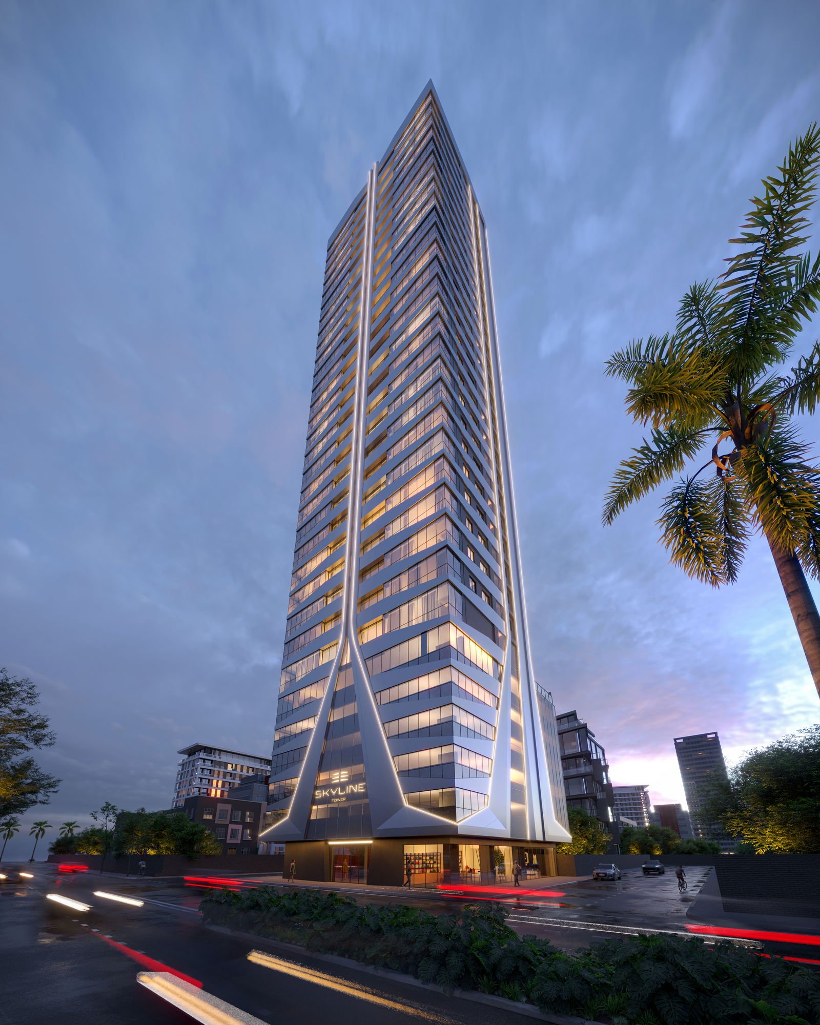 Skyline Tower — fachada, MC Construtora e Incorporadora, Balneário Perequê, Porto Belo SC