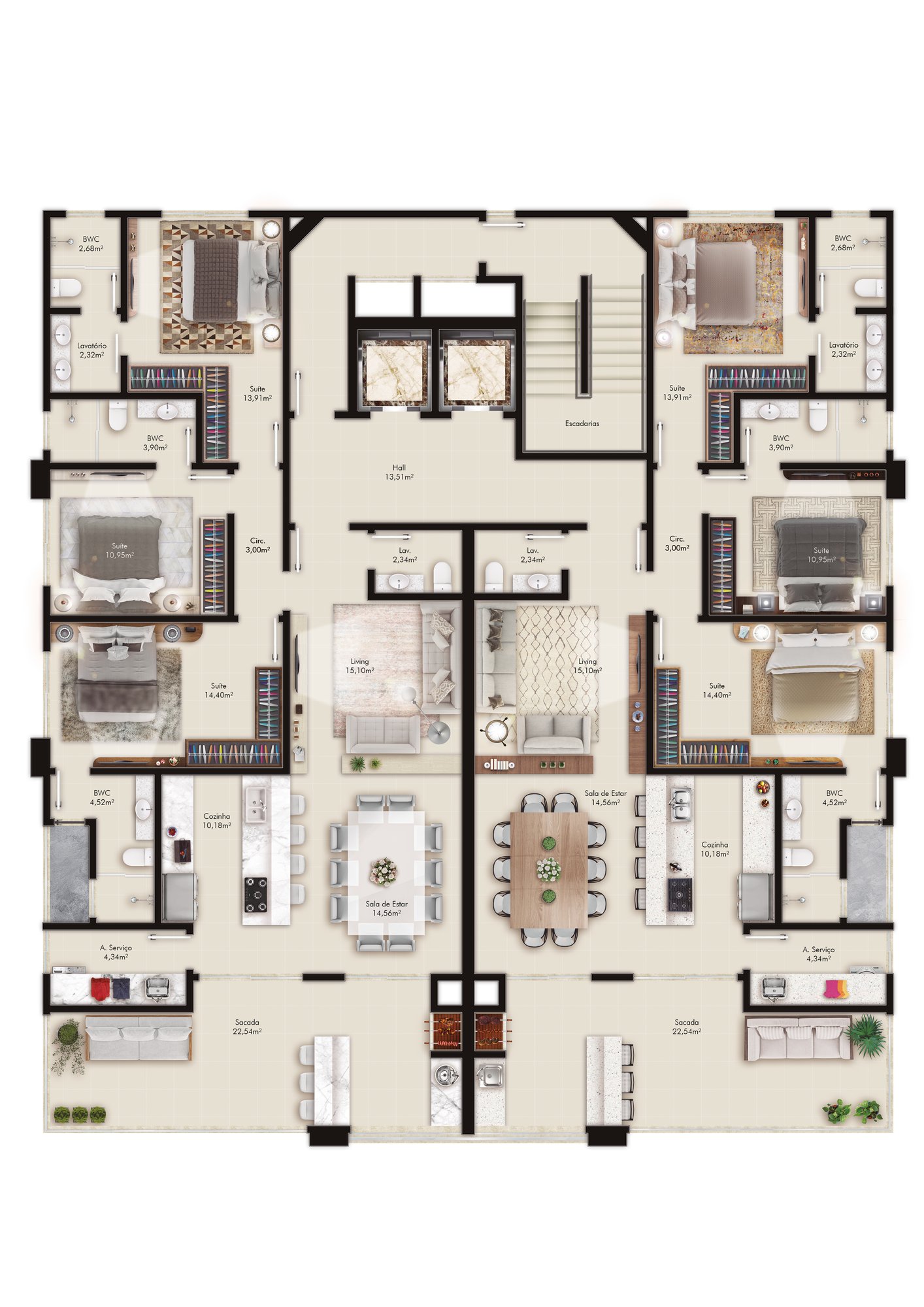 Spazio Marine Residenziale — planta e tipologias 1, GR&P Construtora, Balneário Perequê, Porto Belo SC