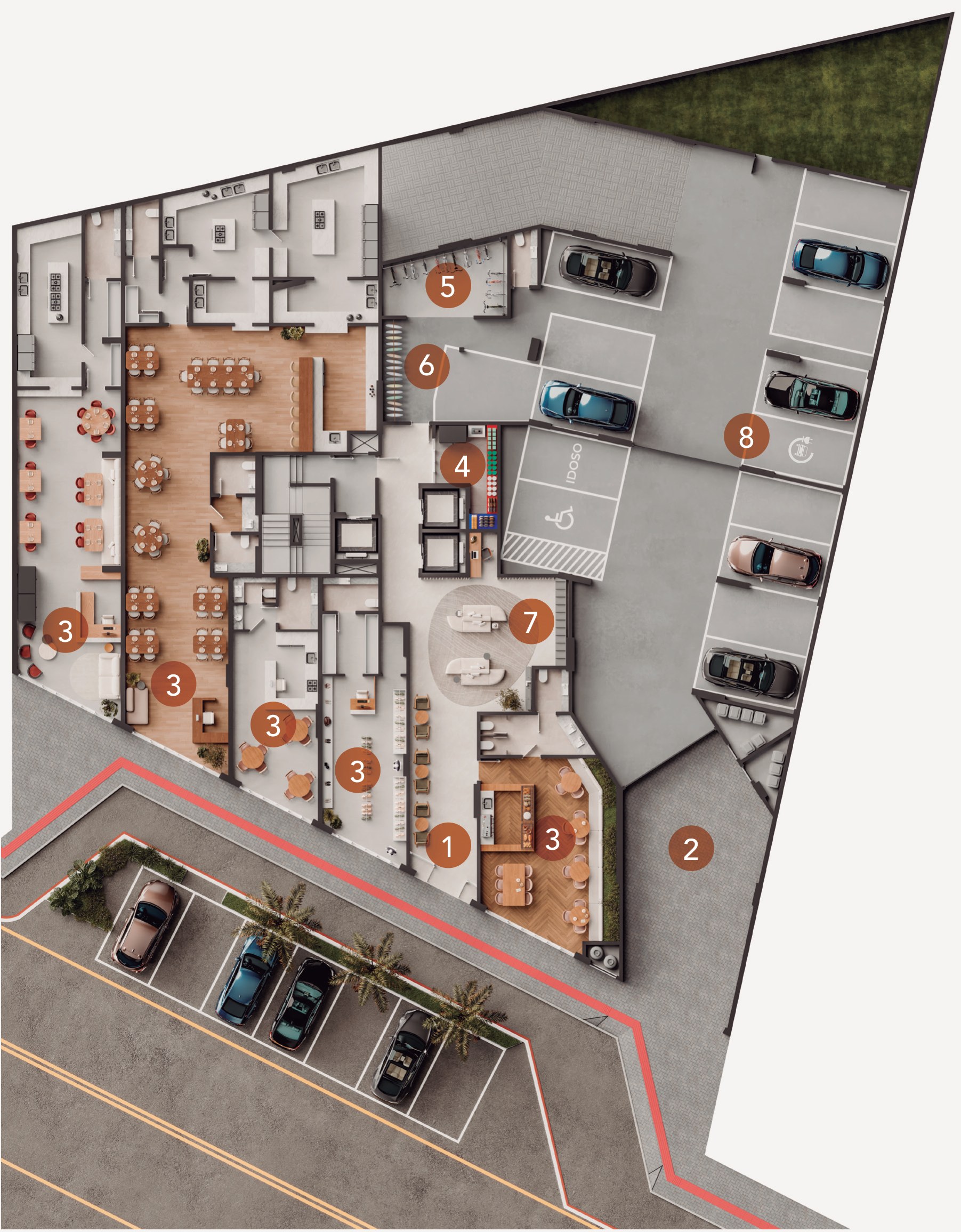 Spiaggia Club Residence — planta do térreo: lojas comerciais, H Living, Balneário Perequê, Porto Belo SC Spiaggia Club Residence — planta do térreo: lojas comerciais, H Living, Balneário Perequê, Porto Belo SC