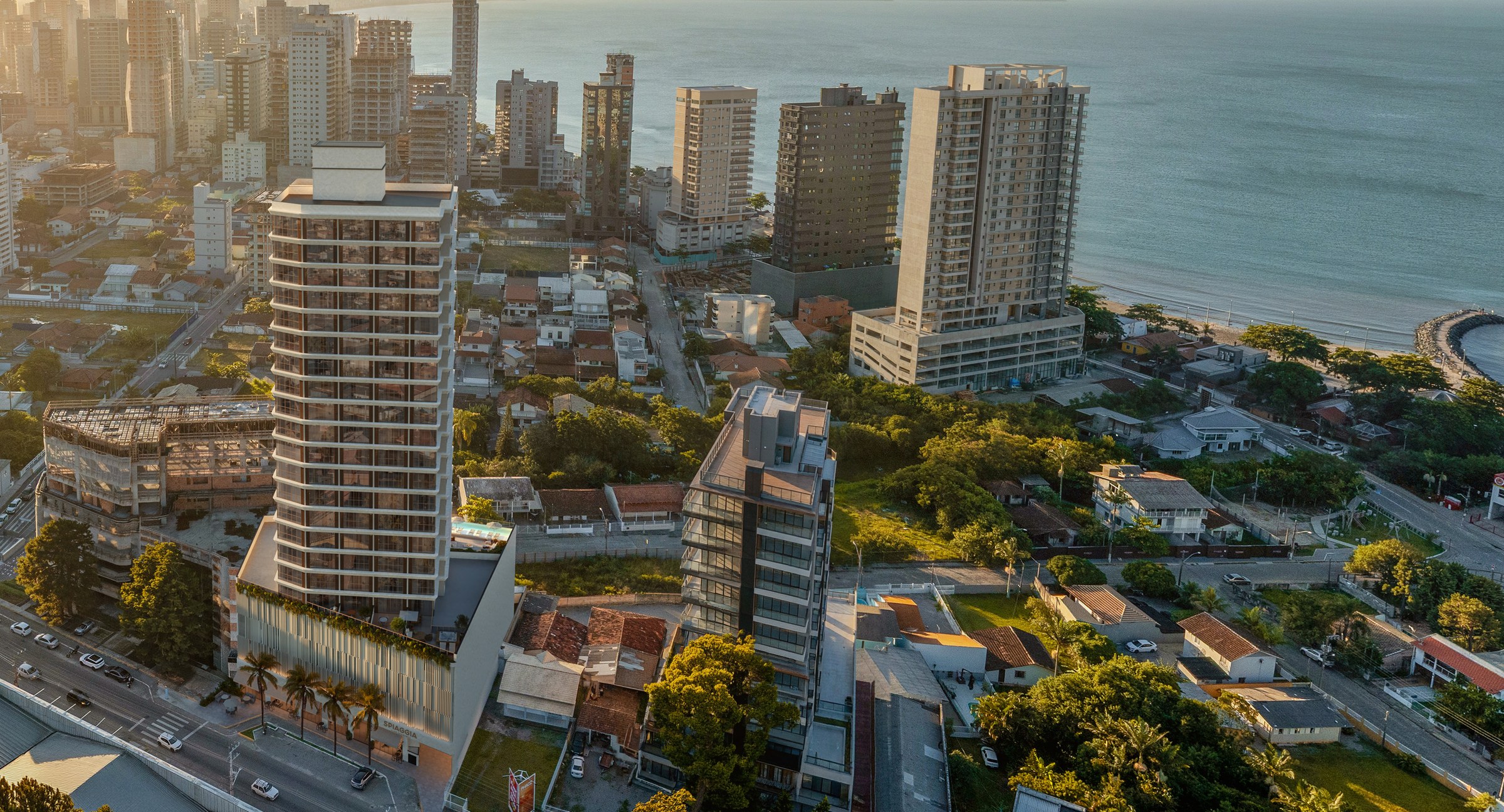 Spiaggia Club Residence — vista aérea do empreendimento a 250 m da praia, H Living, Balneário Perequê, Porto Belo SC Spiaggia Club Residence — vista aérea do empreendimento a 250 m da praia, H Living, Balneário Perequê, Porto Belo SC