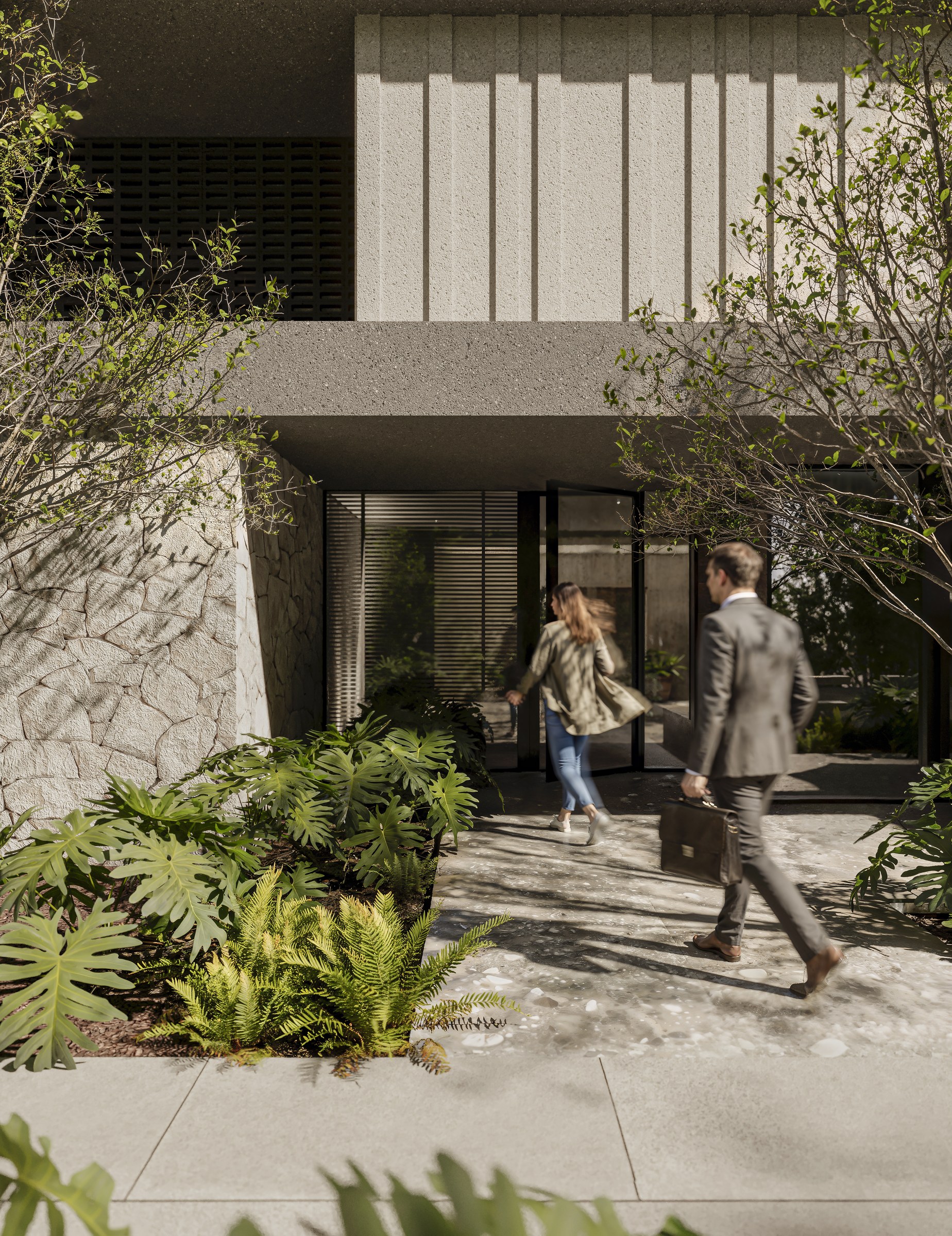 Terra Tower — acesso social com jardim no térreo