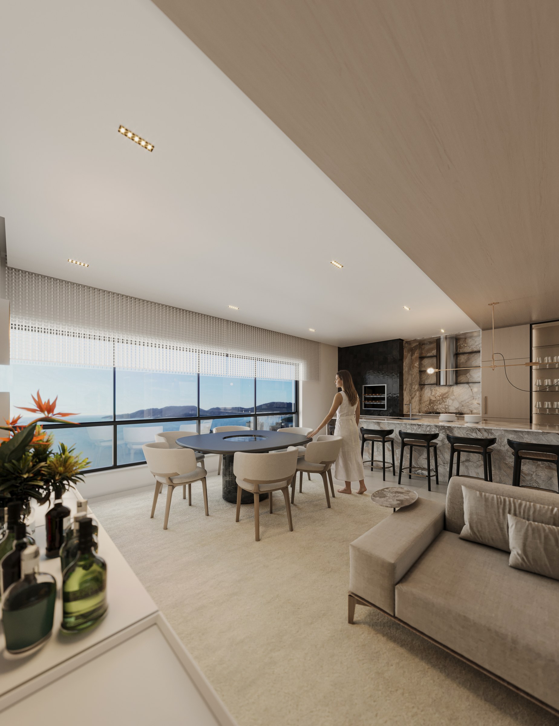 Terra Tower — living e jantar do apartamento tipo 01