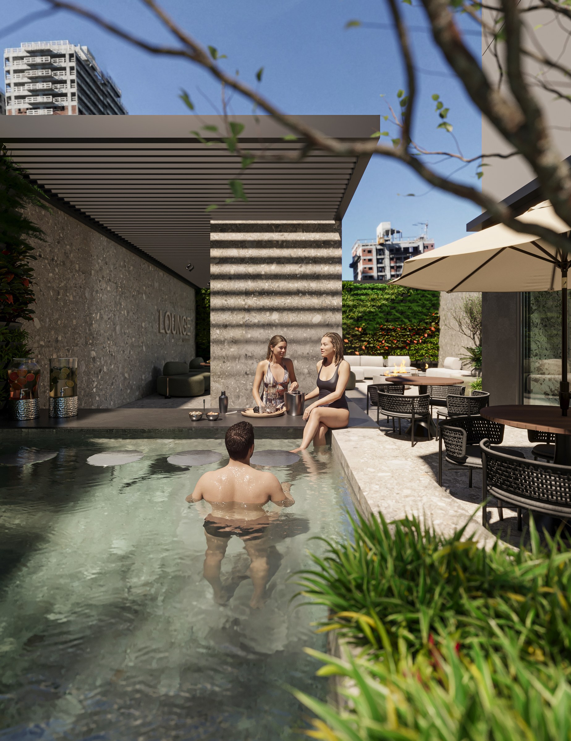 Terra Tower — piscina com bar molhado